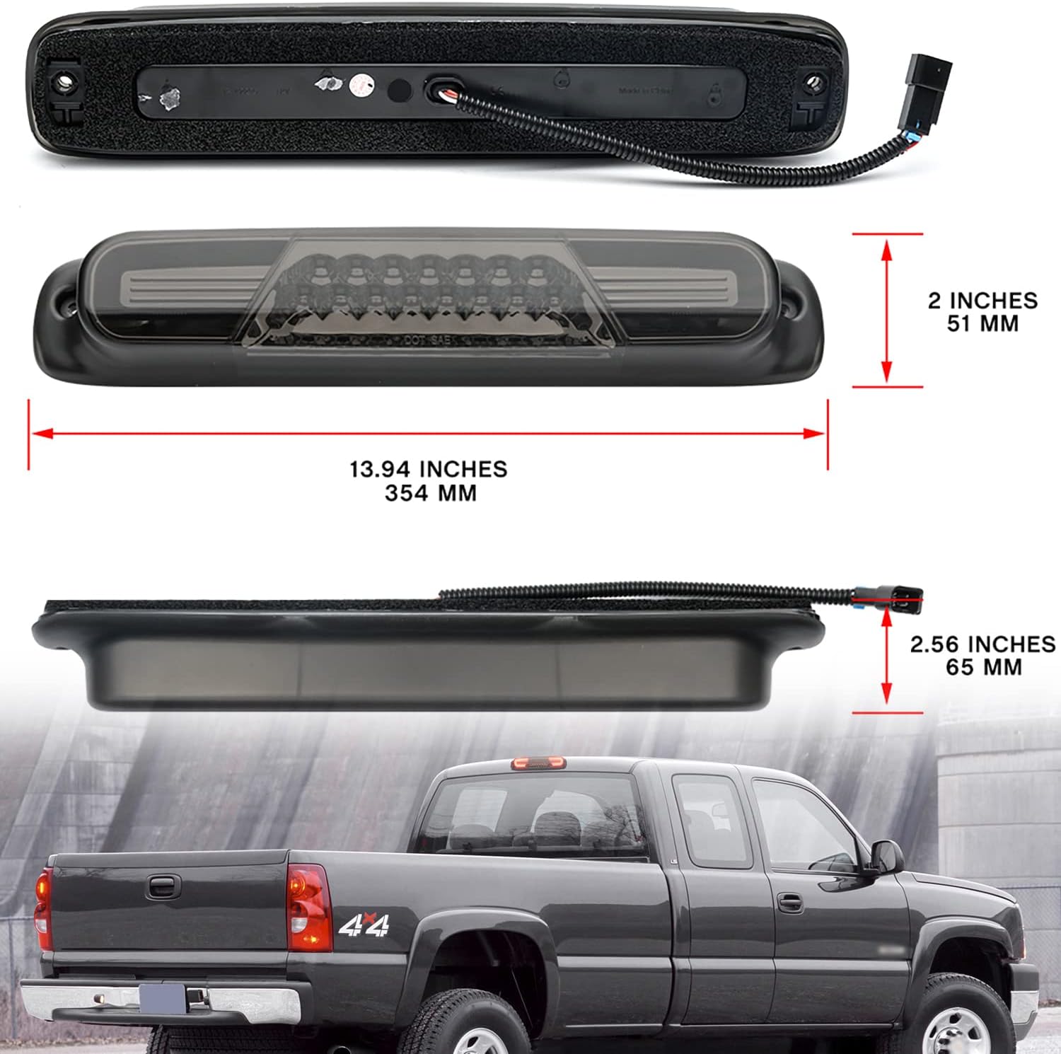 Tercera luz de freno LED de repuesto para Chevy Silverado GMC Sierra 1500 2500 1999-2006 Pickup Trucks Red LED 3rd Brake Center Lámpara de parada de