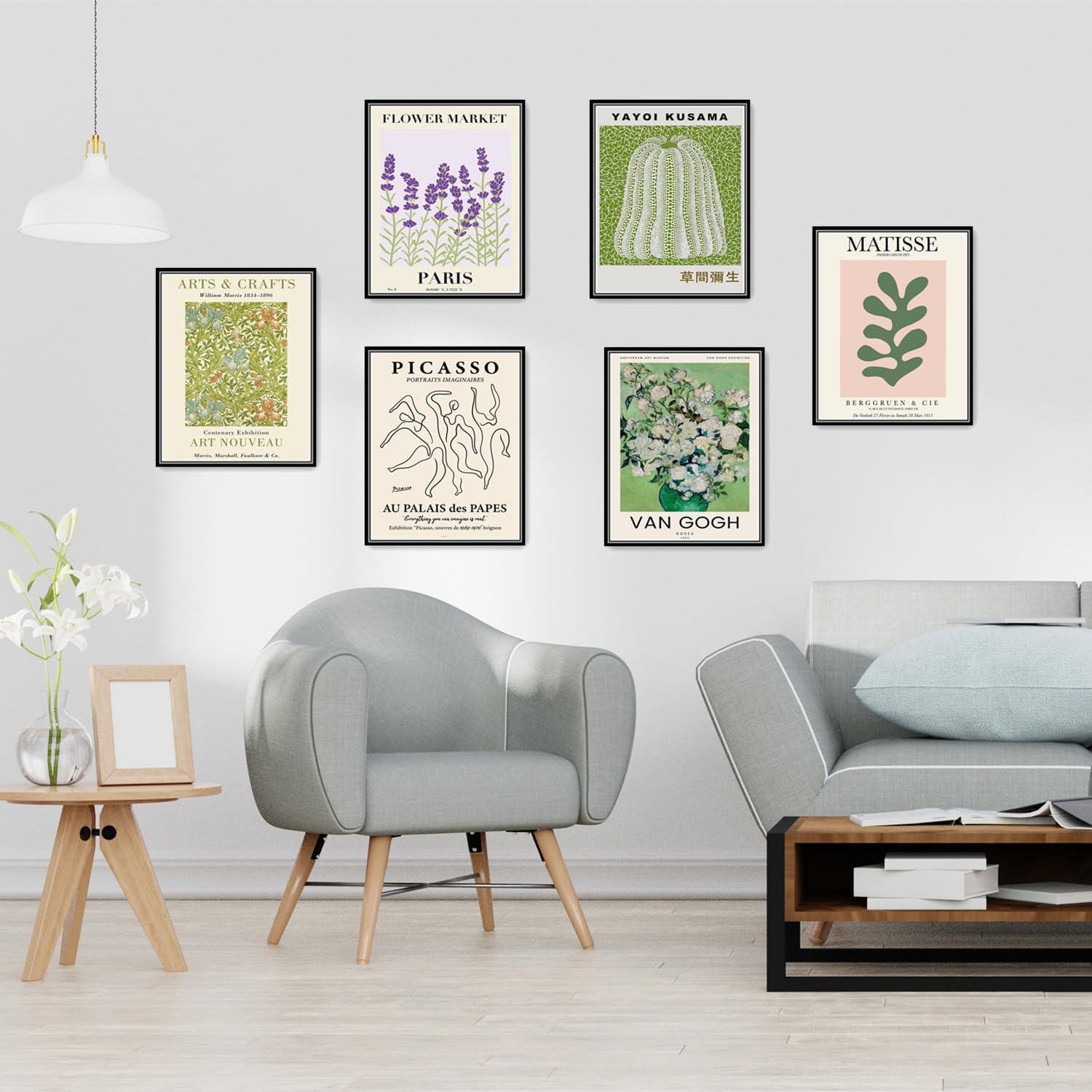 Pósteres de Matisse verde para estética de habitación, póster de pared retro de mercado de flores, decoración retro de habitación, impresiones