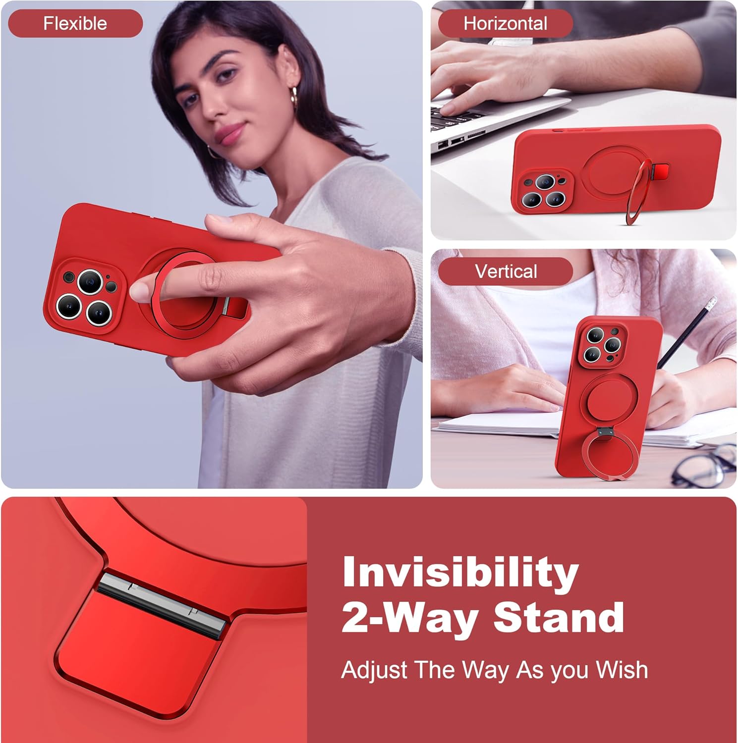 Cyberowl Funda para iPhone 11 Pro Max con soporte de anillo magnético de silicona de 6.5 pulgadas para mujeres y hombres compatible con MagSafe