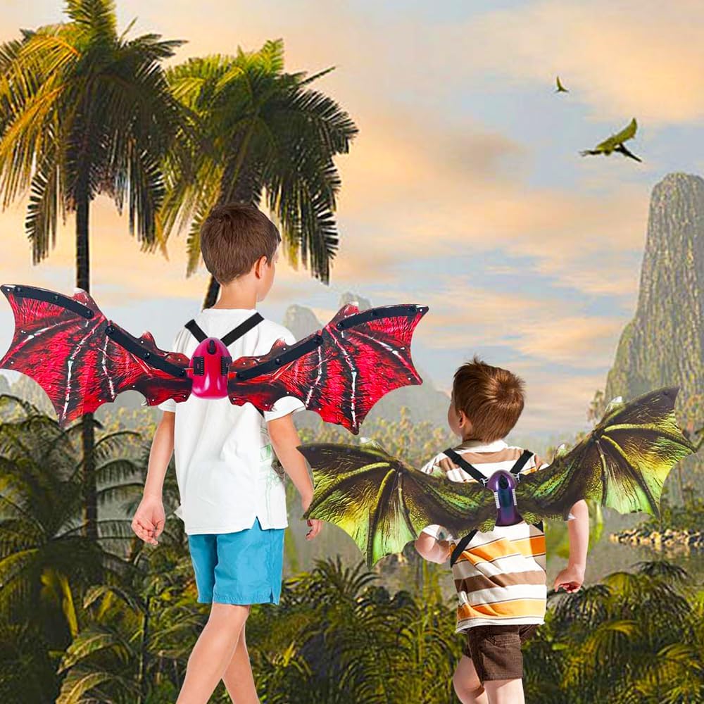 VATOS Electric Dragon Wings with LED Lights – Moving Dragon Wings with Music for Boys Man to Cosplay Dress Up