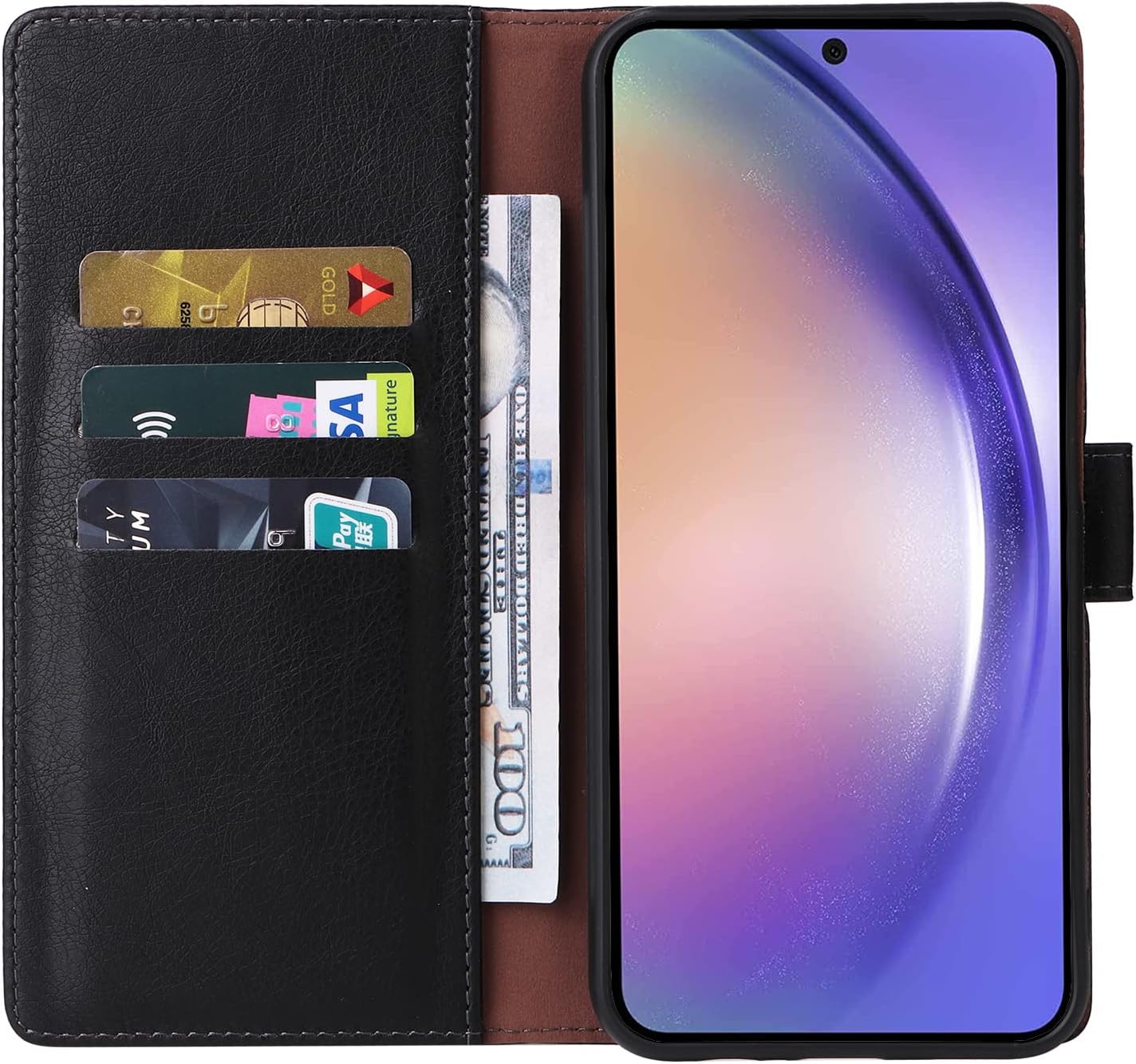 LBYZCASE Funda tipo cartera para Galaxy A54 5G con tarjetero de bloqueo RFID, cartera de cuero con función atril, magnética, a prueba de golpes,