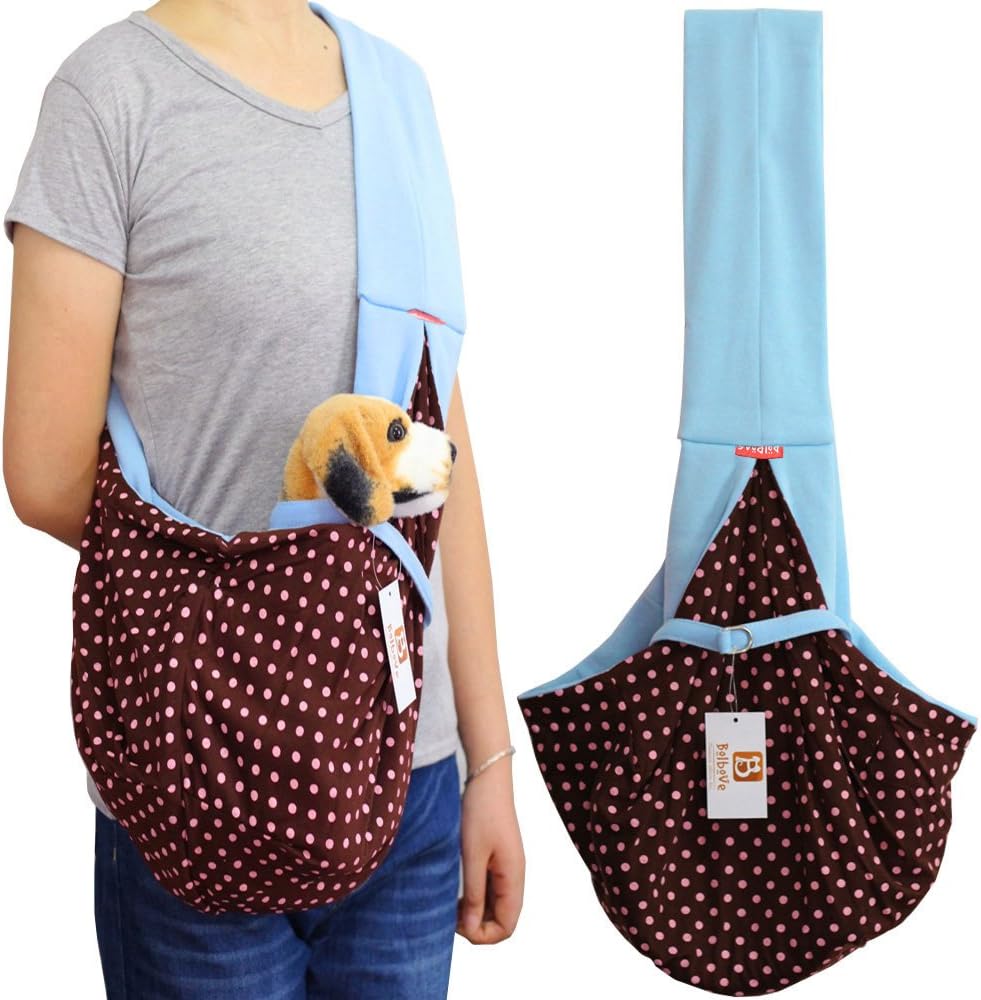 Bandolera porta-mascotas i’Pet manos libres, reversible, suave y cómoda para llevar cachorros, gatos y conejos, bolsa de mano, Azul