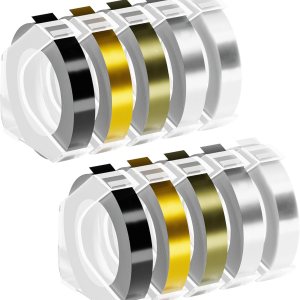 101-112 – 10 paquetes de cintas de etiquetas compatibles Como DYMO Label Maker DM1540, DM1610, DM1880, etc. Tamaño de cinta de 0.354 in con UNA 101-112 – 10 paquetes de cintas de etiquetas compatibles Como DYMO Label Maker DM1540, DM1610, DM1880, etc. Tamaño de cinta de 0.354 in con UNA