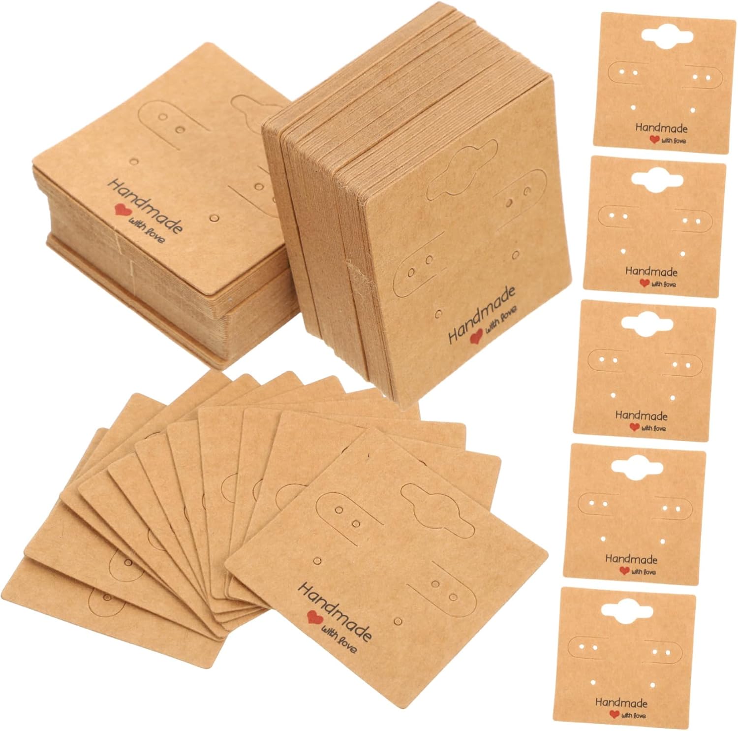 USHOBE 100 hojas de tarjetas de pendientes de exhibición al por menor, tarjetas de envoltura de pendientes, tarjetas de soporte para collares,