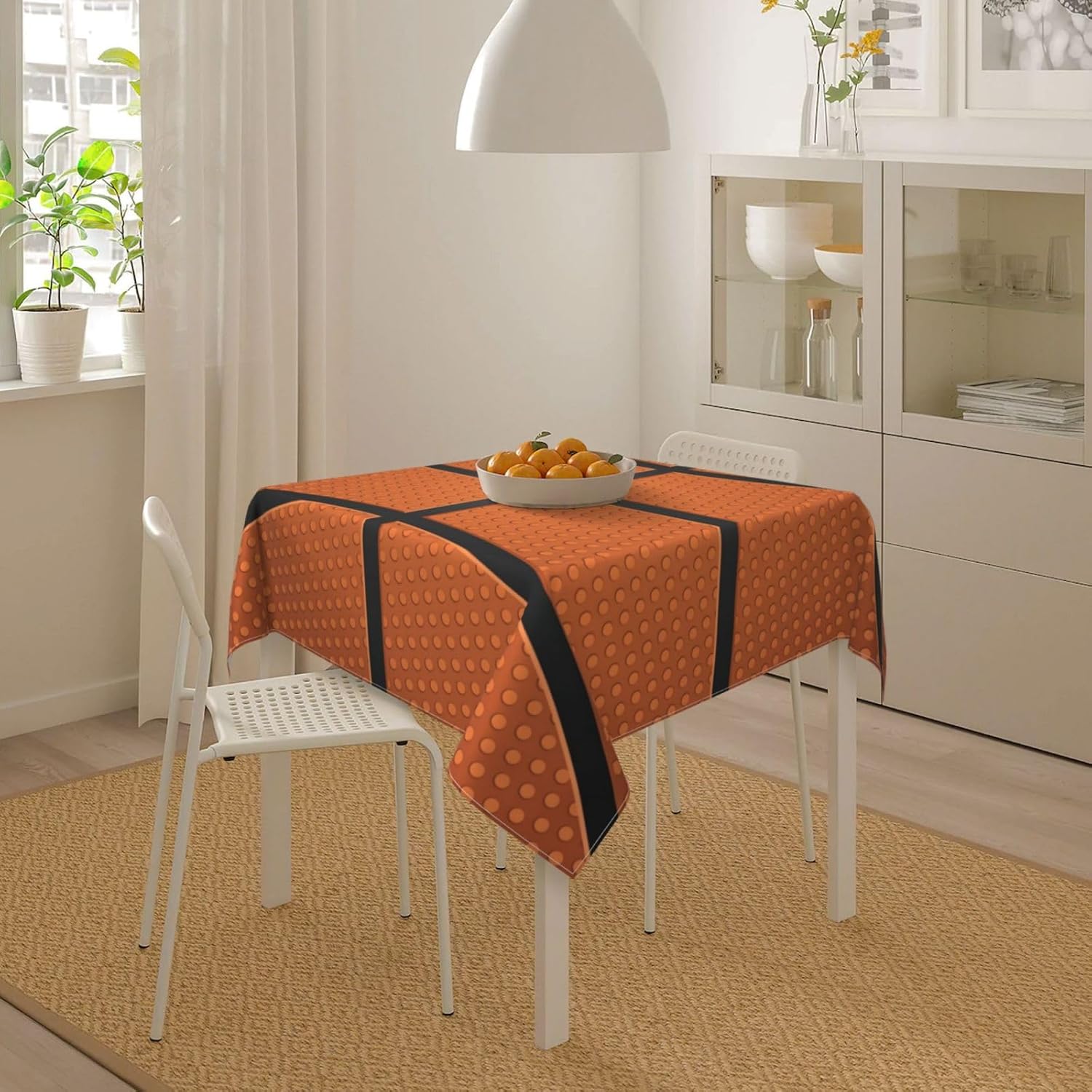 Fiephvsa Mantel cuadrado con estampado de baloncesto de 54 x 54 pulgadas, mantel de cocina, mantel decorativo para mesa de comedor y banquetes de