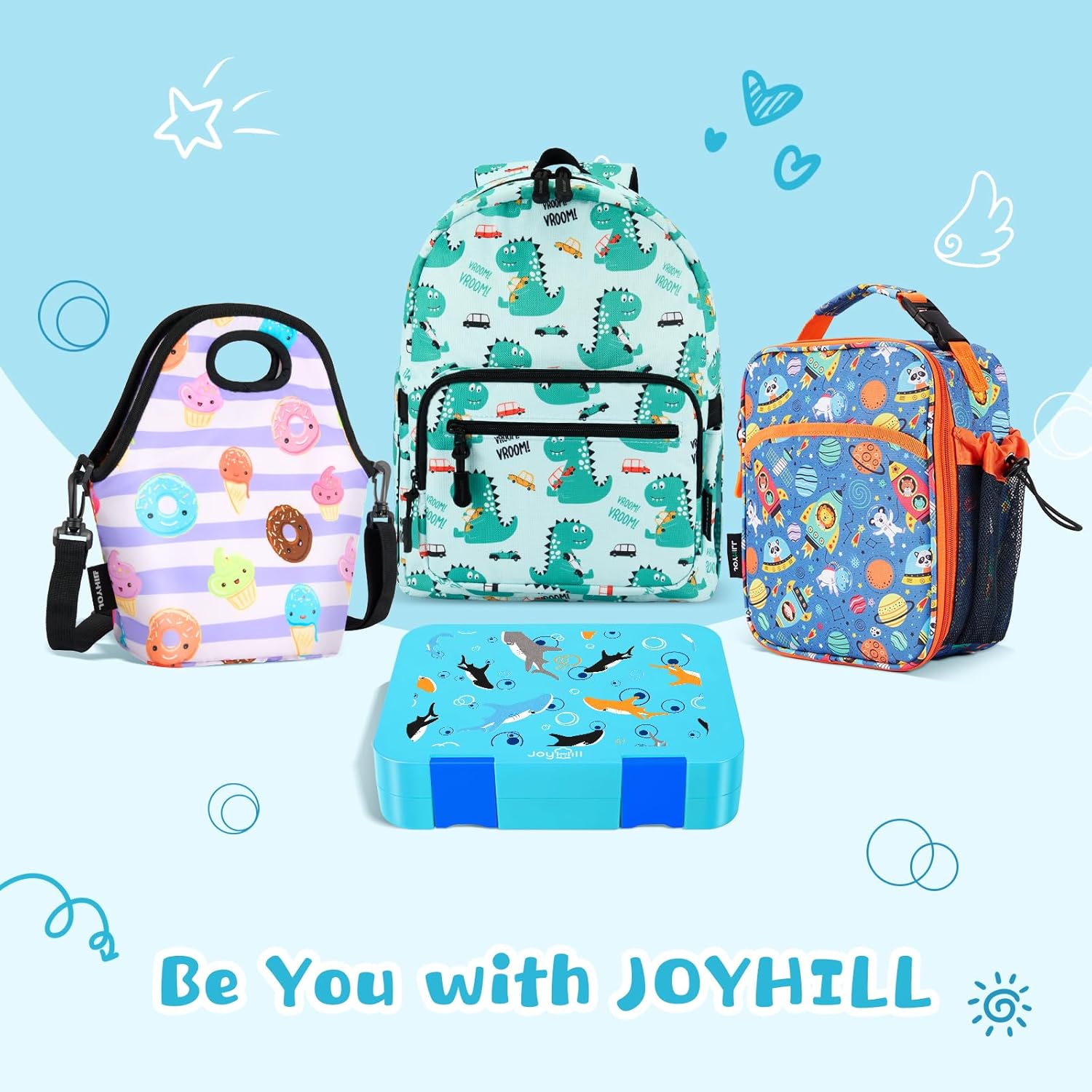 JOYHILL Lonchera para niños, lonchera Bento a prueba de fugas con 4 a 6 compartimentos, contenedores de almuerzo sin BPA Bento Box para adultos y