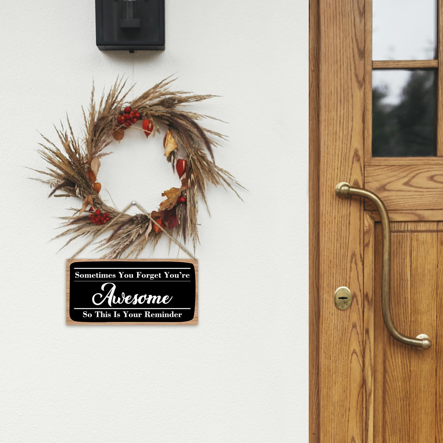Sometimes You Forget You’re Awesome Encouragement – Letrero colgante de madera, decoración de pared para puerta delantera, placa de madera para casa