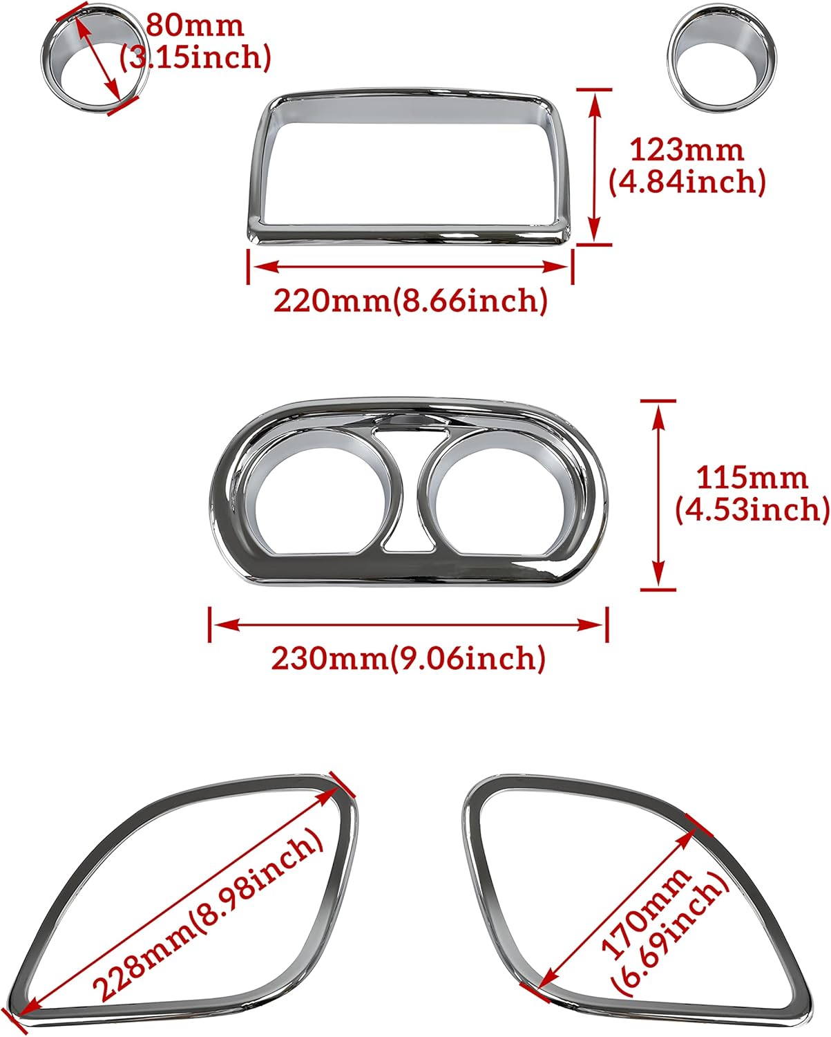 Kit de embellecedores de carenado interior para Road Glide 2015-2022, cubiertas cromadas para Harley CVO Road Glide Limited Special Ultra 2015-2022