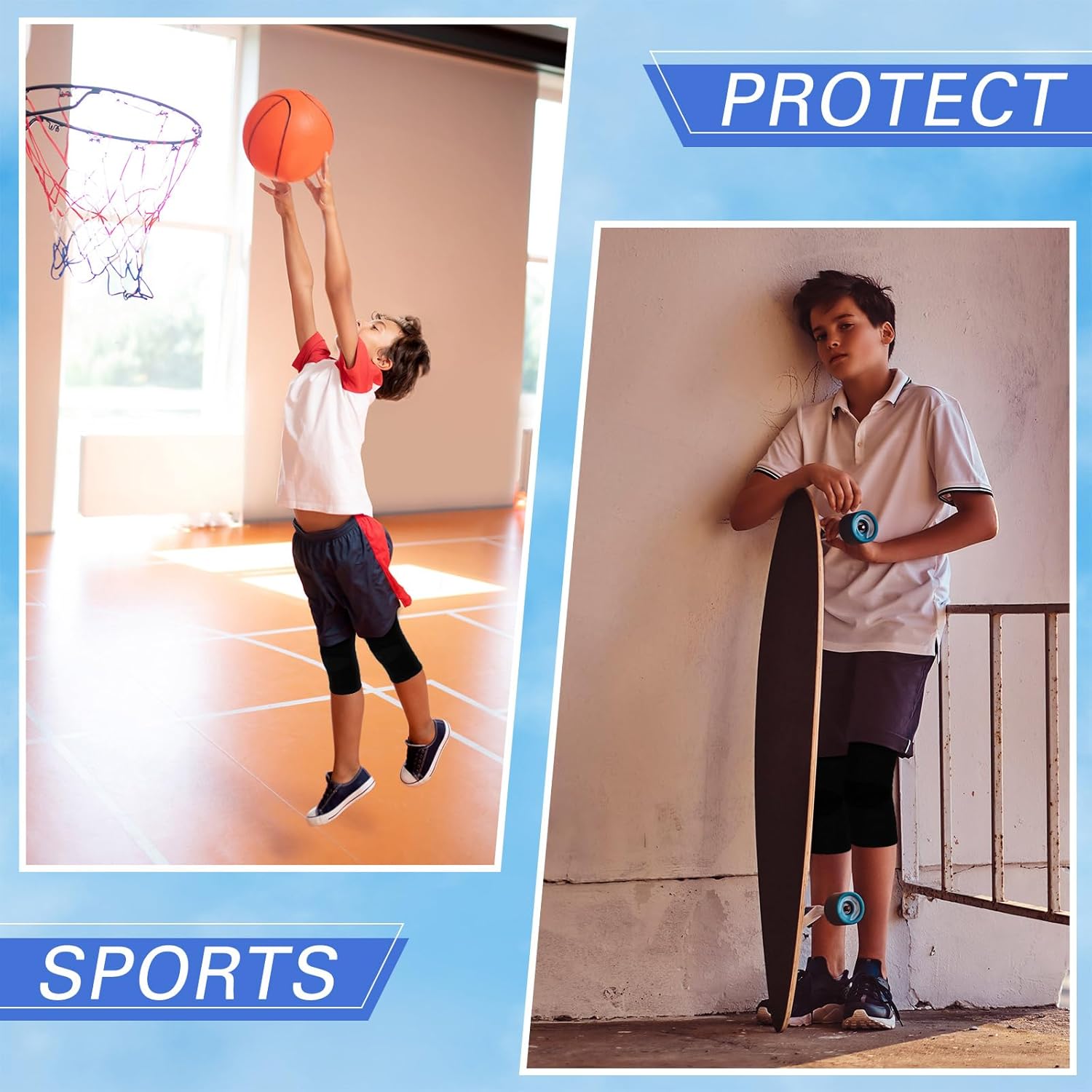 2 pares de rodilleras para niños, rodilleras de compresión para niños, para baloncesto, voleibol, deportes, gimnasia (negro, rosa, S)