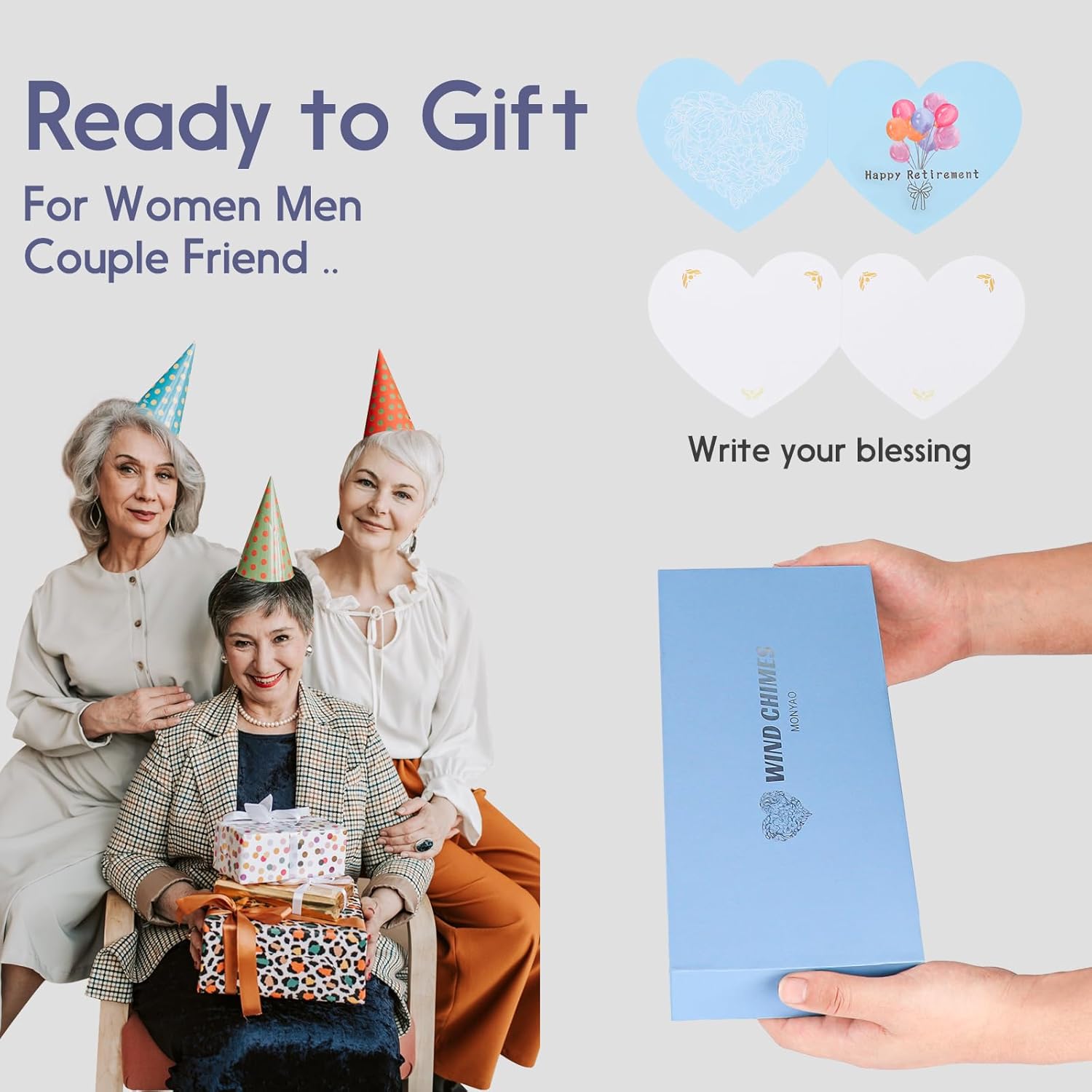 Campanilla de viento de jubilación, regalos de jubilación para mujeres, profesores, enfermeras, regalos para jubilados para compañeros de trabajo,