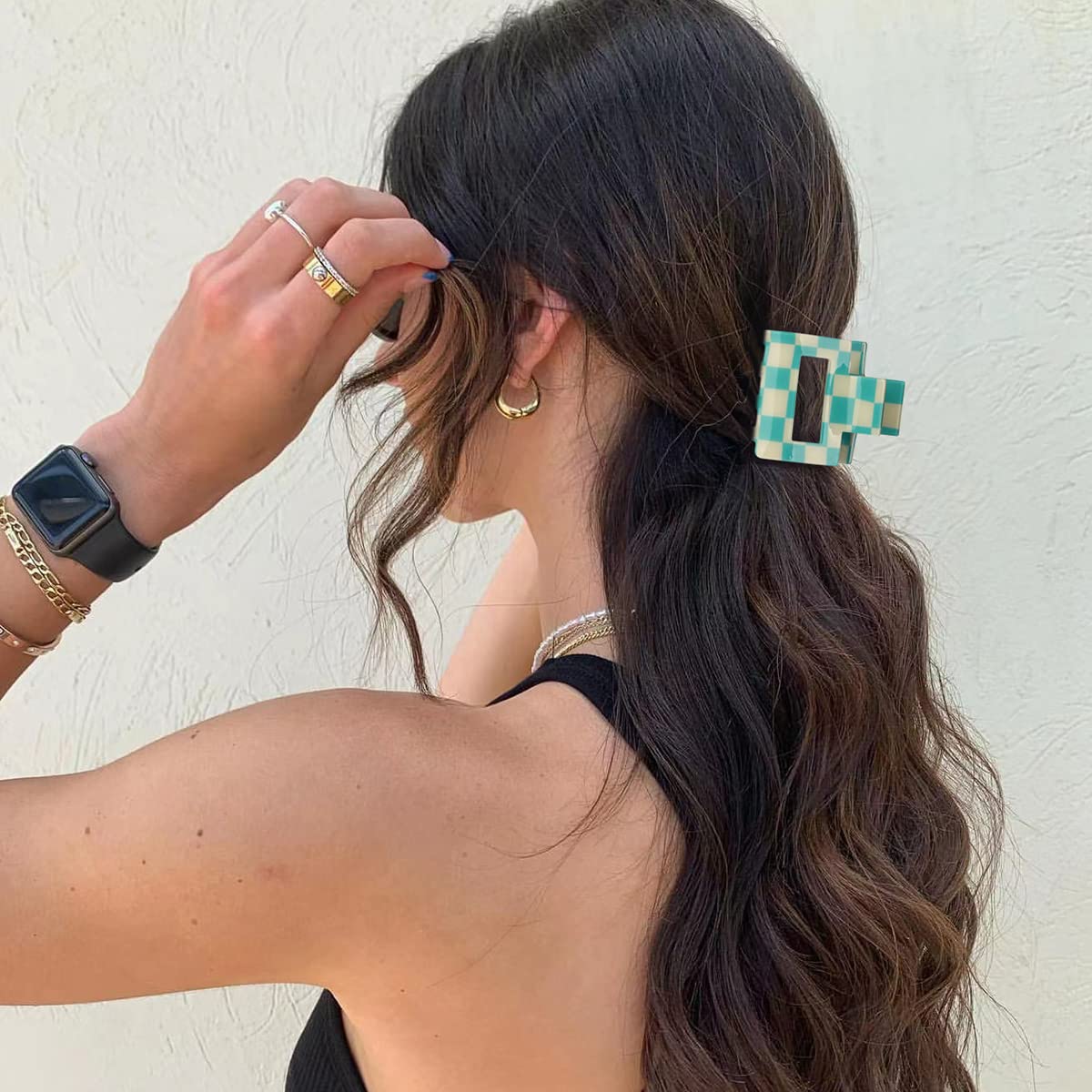 Paquete de 6 pinzas para el cabello a cuadros, pinzas de pelo cuadradas multicolores medianas, pinzas antideslizantes para el cabello, accesorios de