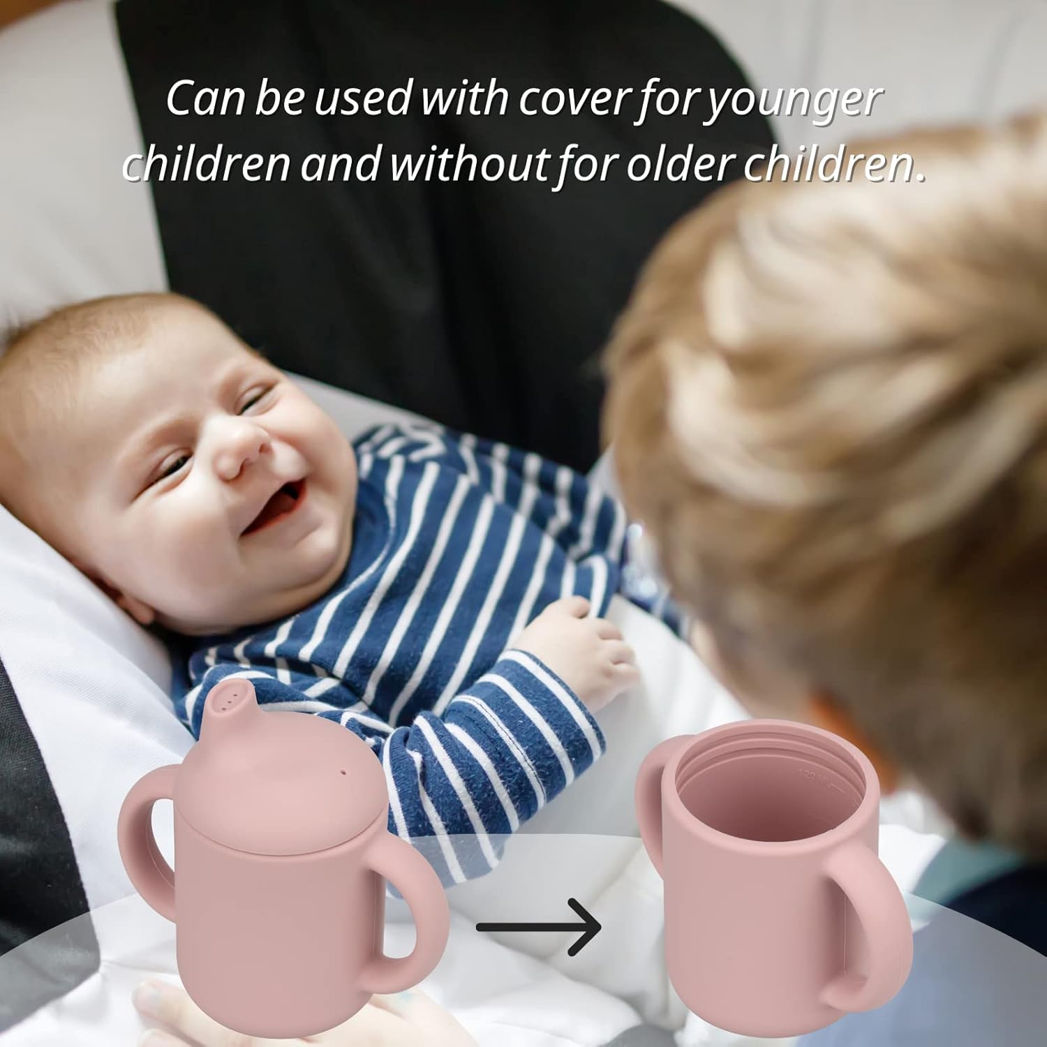 Vaso entrenador de silicona para bebés y niñas, irrompible, a prueba de derrames y dos asas, taza para aprender, 4 onzas (rubor)