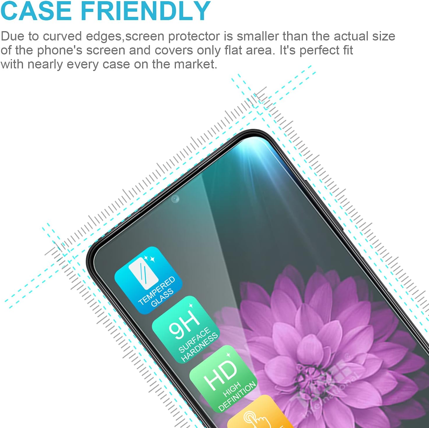 TJS Funda compatible con Samsung Galaxy A12, con protector de pantalla de vidrio templado, anillo de metal, soporte magnético, tono brillante,