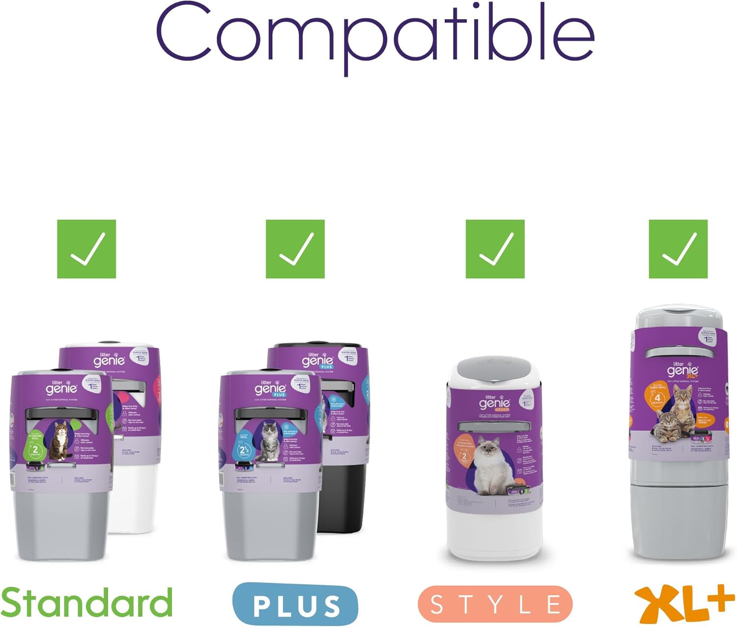 Litter Genie Recargas ecológicas  Bolsas compostables para arena para gatos Jumbo 1 paquete  Hasta 4 meses de suministro en 1 cartucho