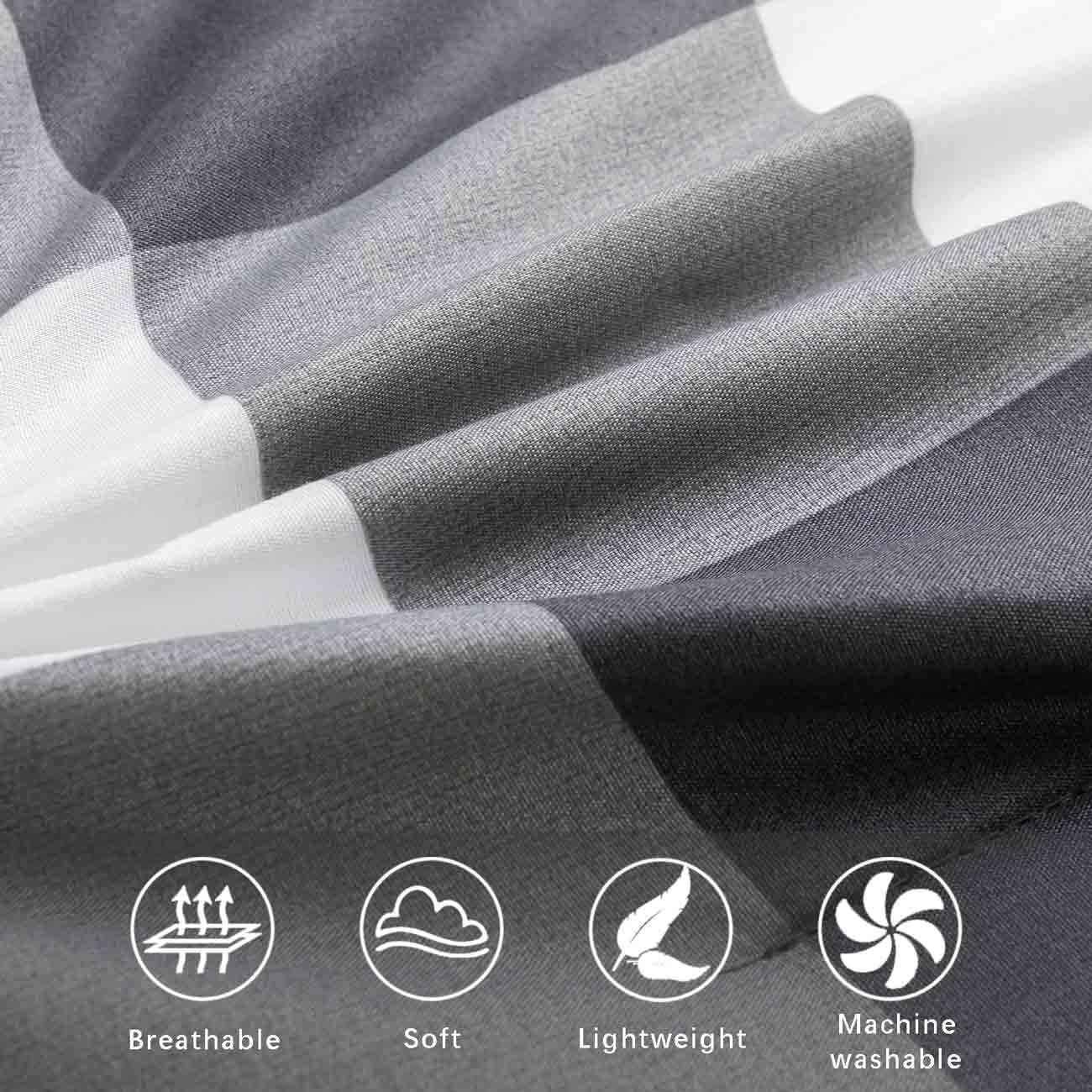 Edredón de tamaño King gris y blanco, juego de ropa de cama de 3 piezas, color gris claro, a cuadros neutros, ligero, para todas las estaciones,