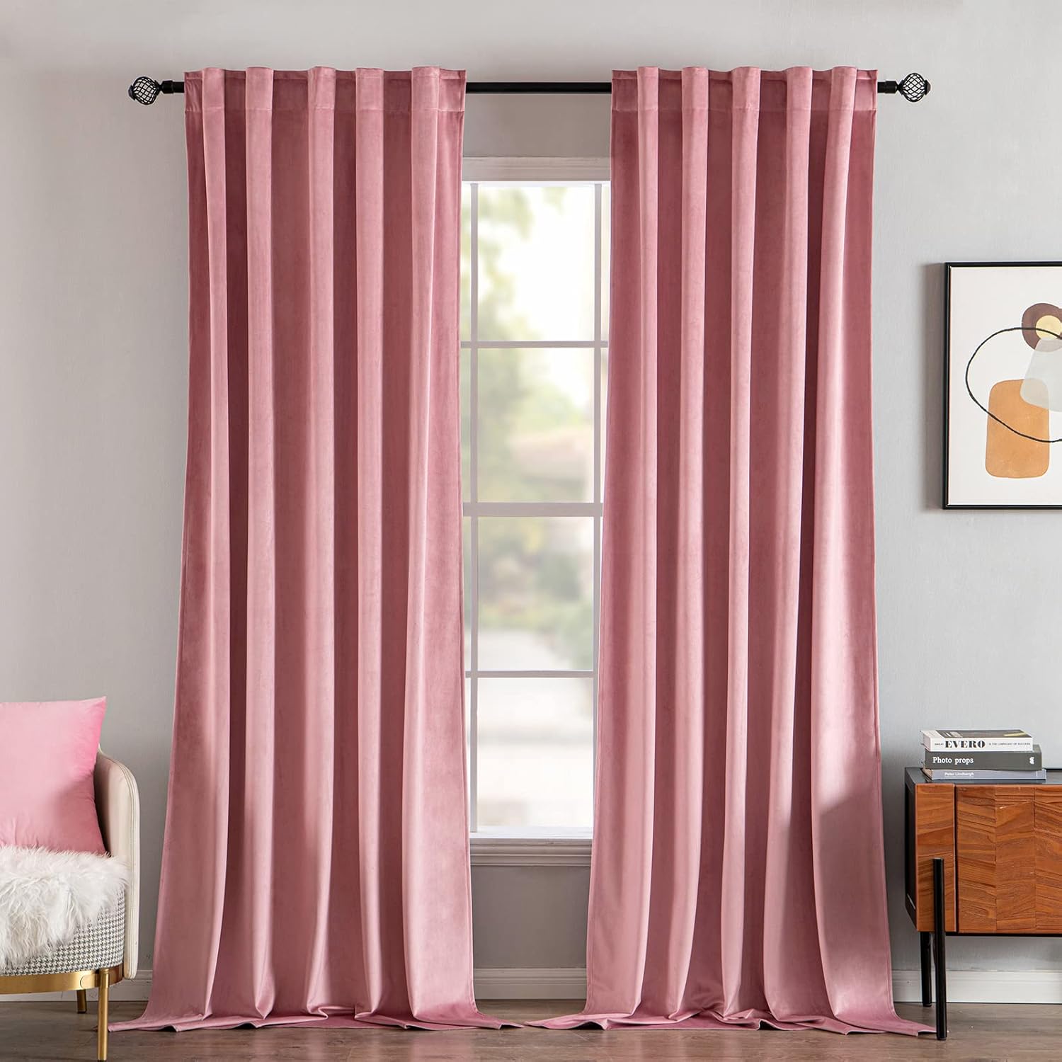 MIULEE Cortinas de terciopelo de 96 pulgadas, 2 paneles, cortinas opacas de lujo para dormitorio de niñas, guardería, sala de estar, aislamiento