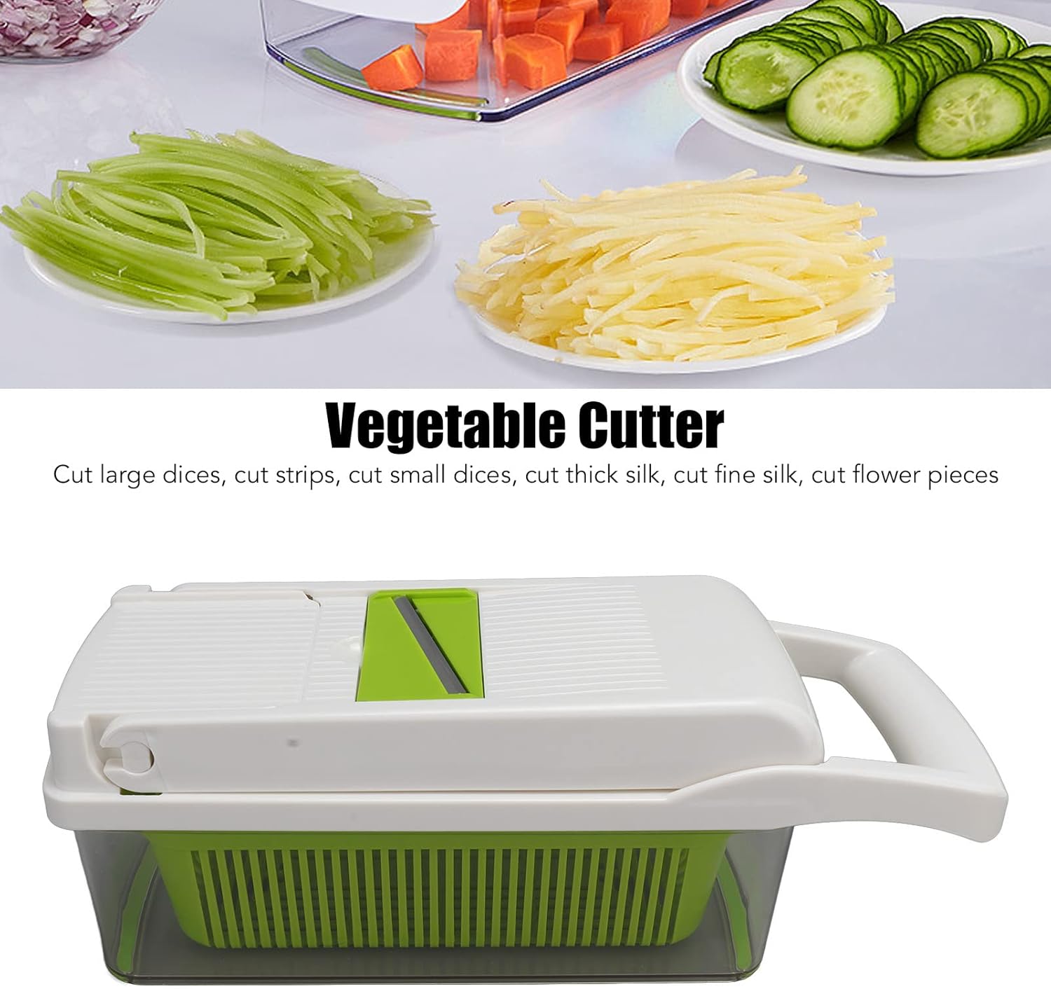 Todo en picador de verduras, rebanador de verduras y rallador de queso, picador de verduras de cebolla C Food C, utensilios de cocina con pelador,