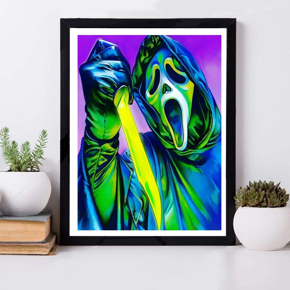 Kit de pintura de diamantes 5D, gritos de película de terror, taladro completo, diamantes de imitación bordados, arte de diamantes de imitación para