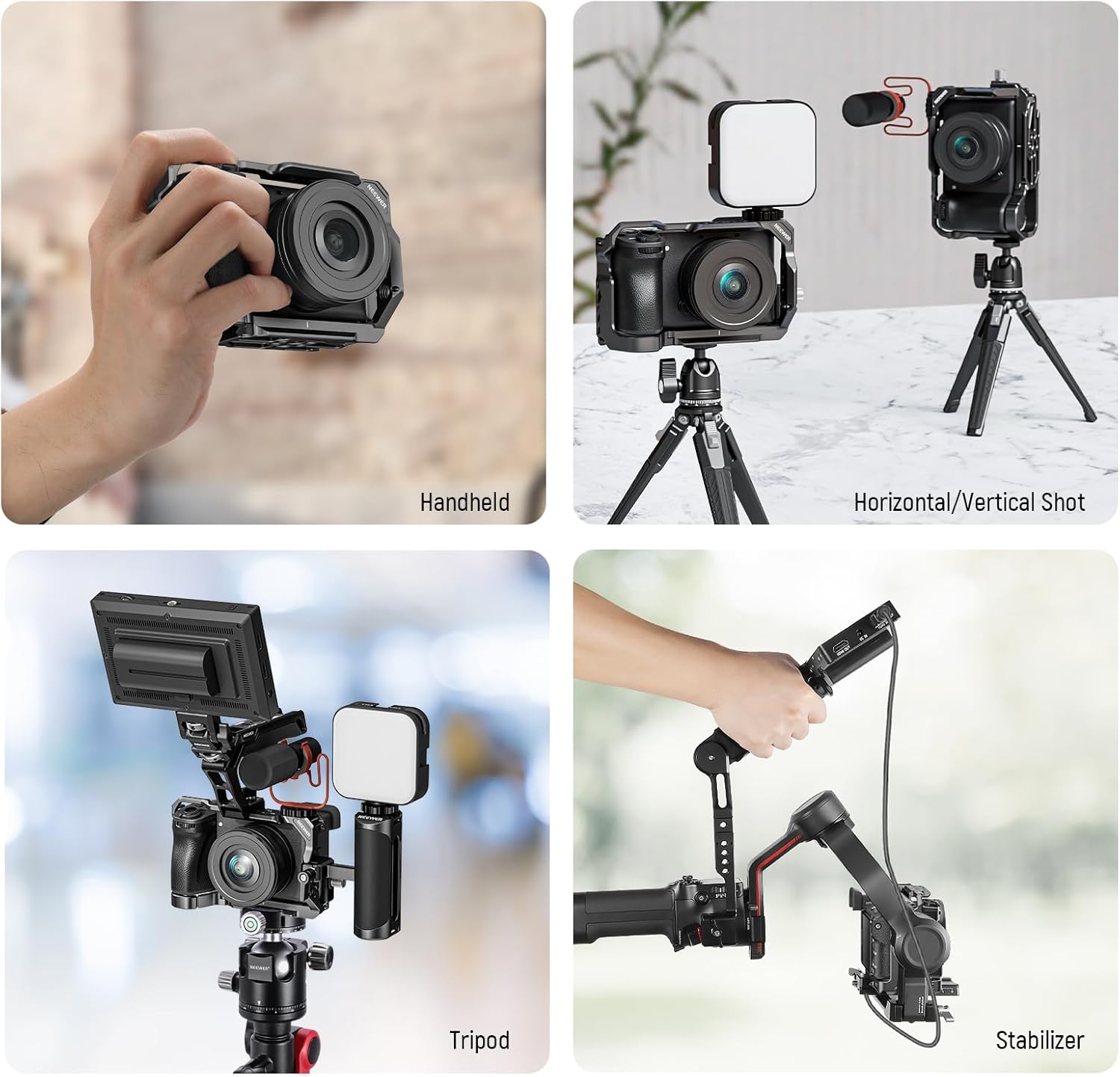 NEEWER A6700 – Jaula para cámara compatible con Sony Alpha 6700, soporte de video de aluminio con abrazadera de cable HDMI, rieles OTAN, zapata fría