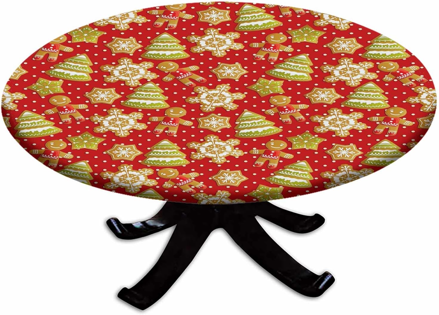 Mantel redondo ajustable de Navidad, mantel de poliéster con árbol de Navidad, mantel circular lavable para mesa de cena de Navidad, bufé, fiestas,