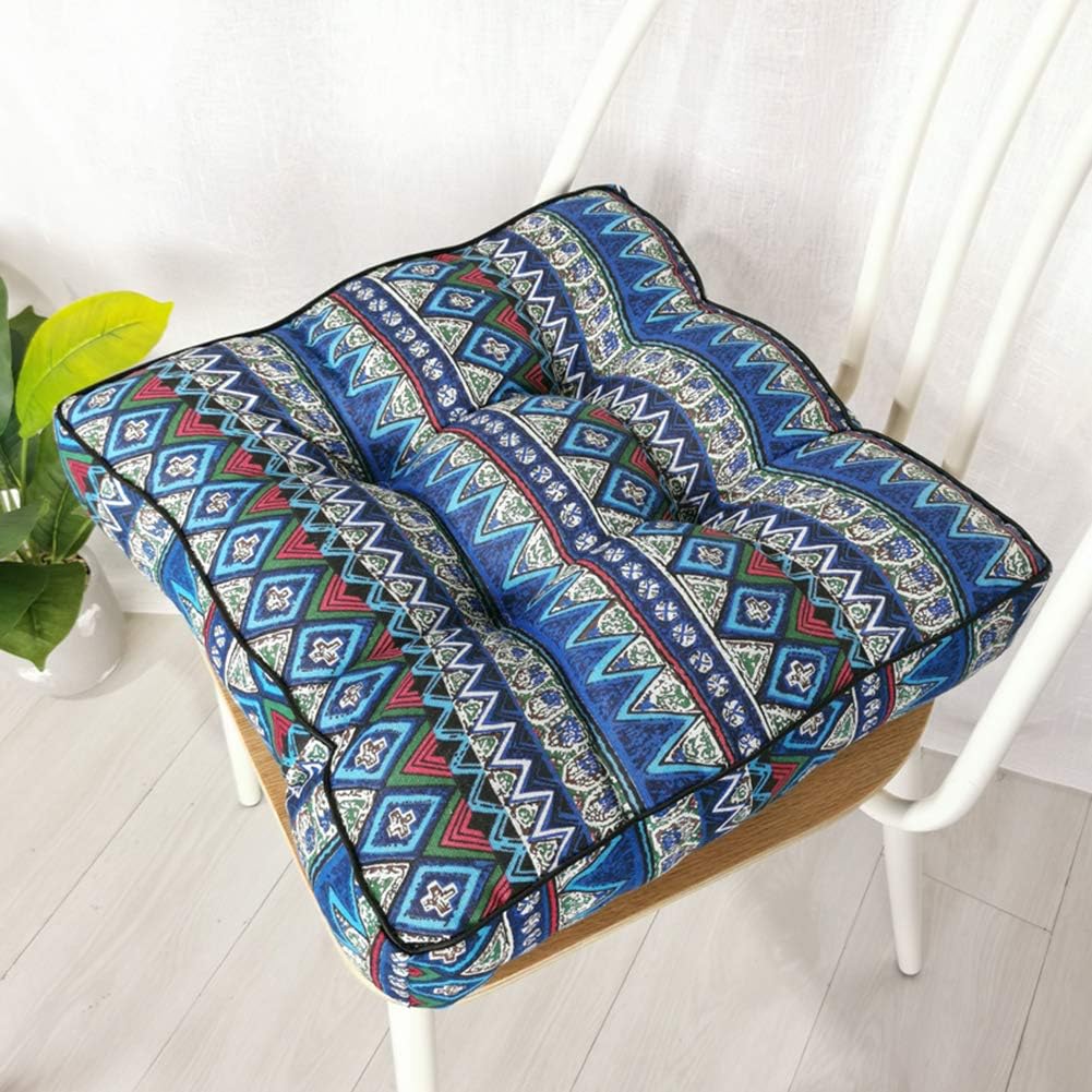 vctops Cojín cuadrado bohemio suave para silla de patio, para interiores, oficina, hogar, cocina, comedor, color azul, 16 x 16 x 4 pulgadas