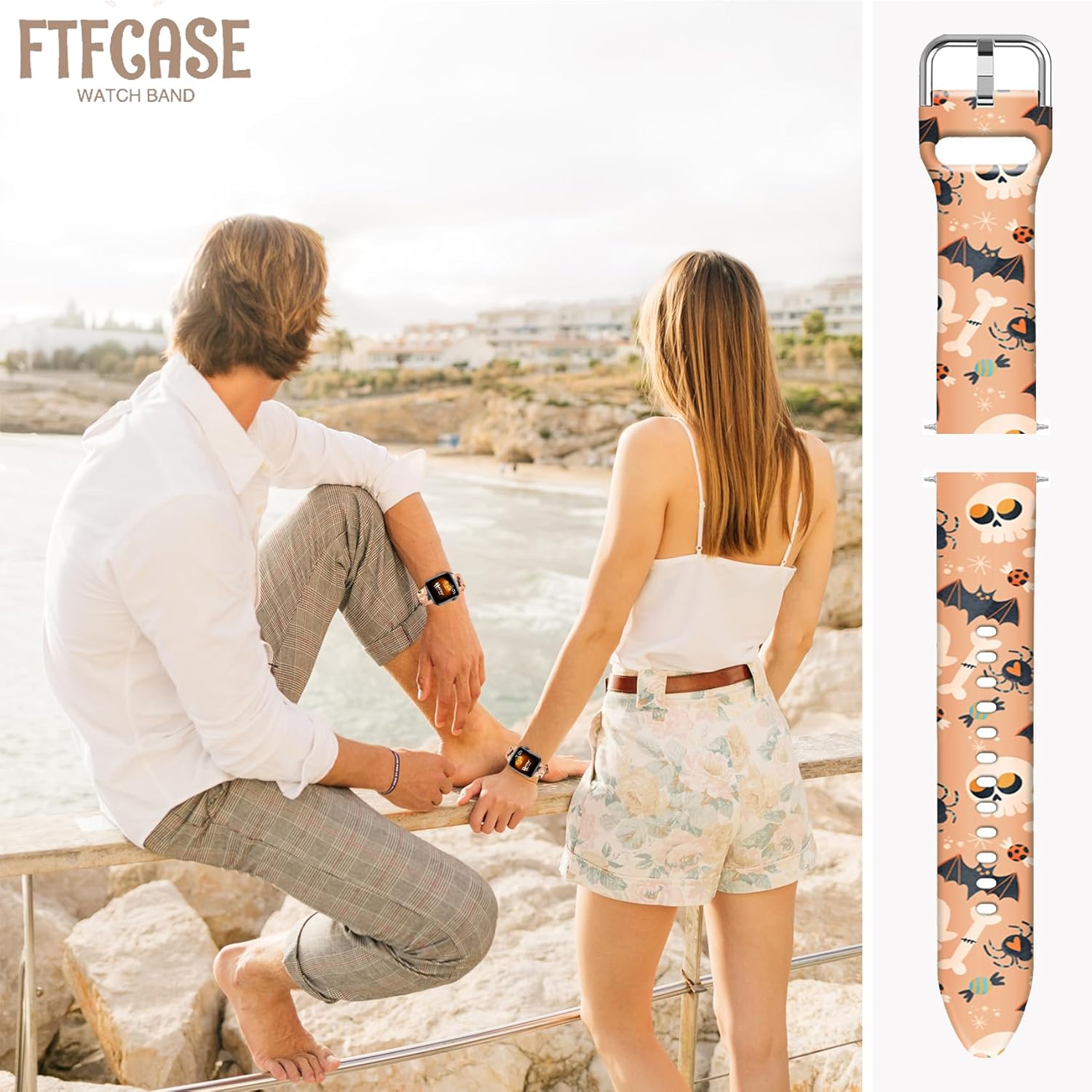 FTFCASE Correas deportivas de silicona florales compatibles con Fitbit VersaVersa 2Versa Versa SE para mujeres, hombres y niñas, correa de silicona