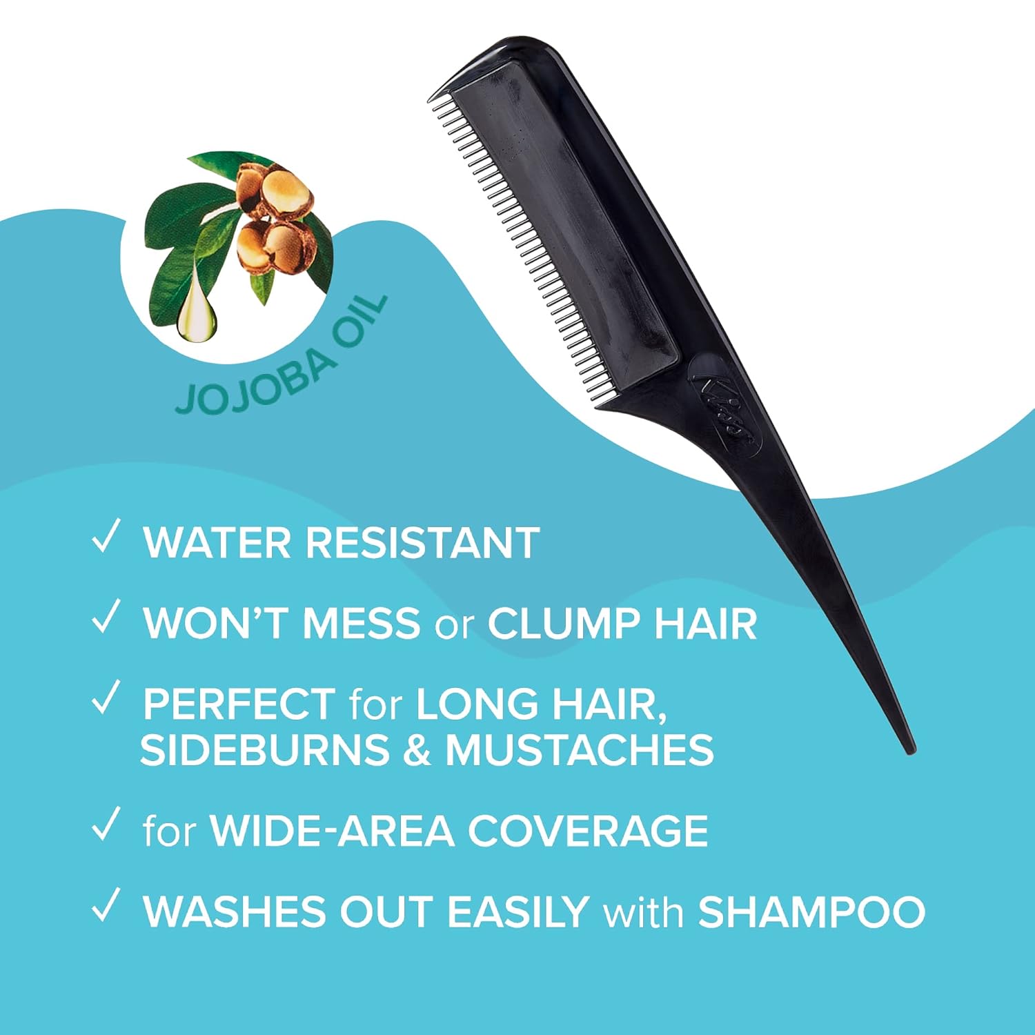 RED by Kiss – Cepillo de cobertura rápida para retoque de raíces, resistente al agua, para cabello y barba (negro)
