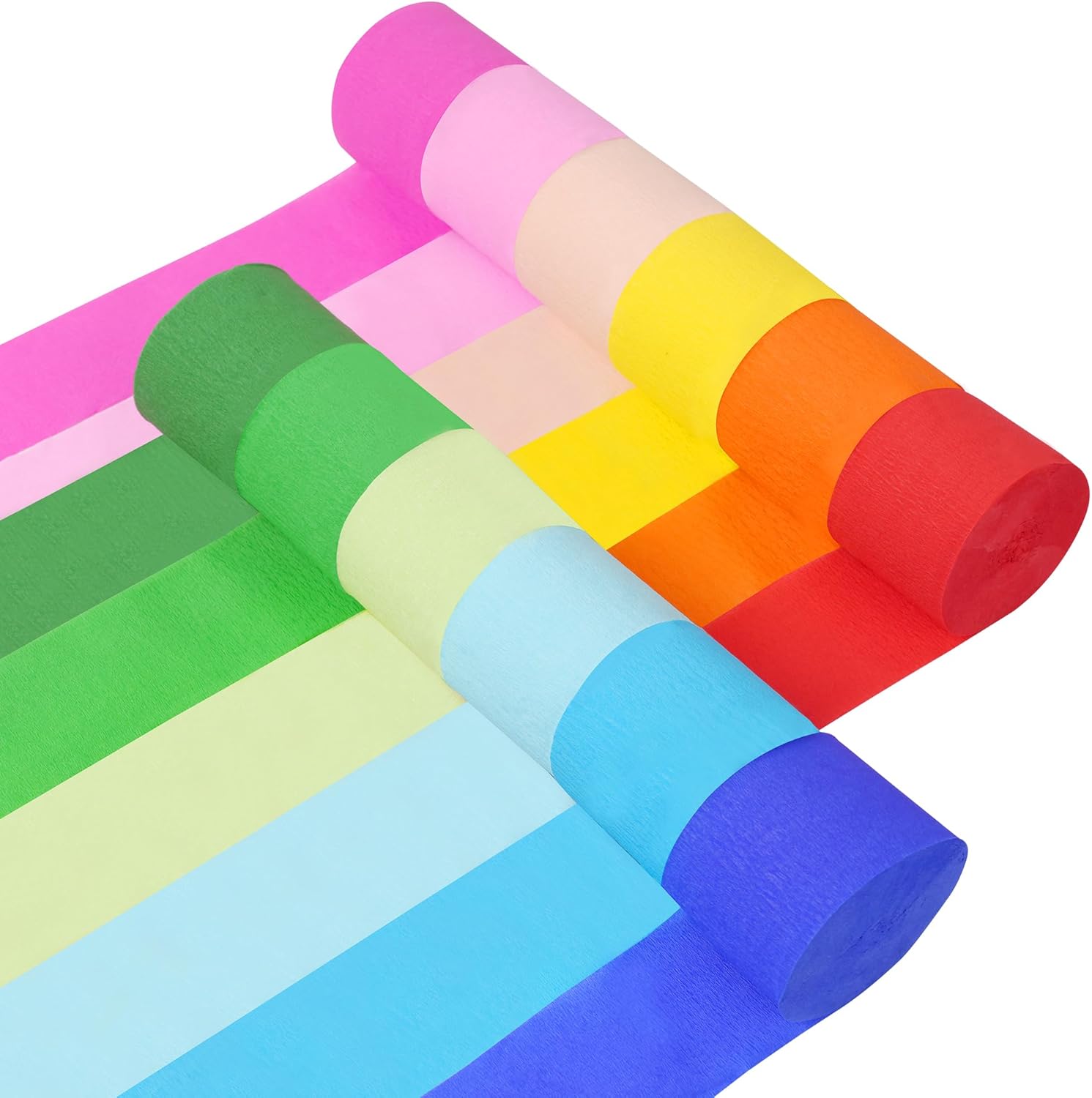 12 rollos de serpentinas de papel crepé, 12 colores arcoíris para decoración de cumpleaños, bodas, baby shower, fiesta forestal, fiesta temática