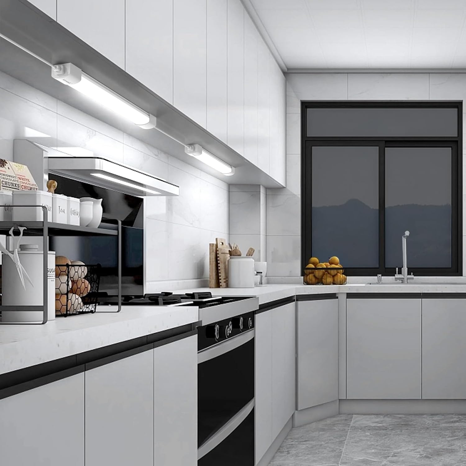 Airand Lámpara enchufable de 5000 K, 1.47 pies, tubo de luz LED enlazable, luces LED de gabinete con interruptor de NOapagado, luz LED de armario