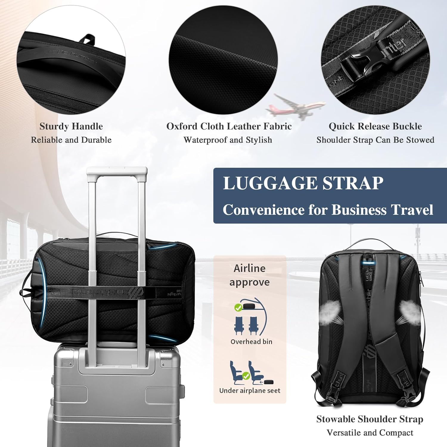 UBORSE Smart Business Backpack 15.6 inch Laptop Backpack 3 in 1 Slim Travel Backpack for Airplanes with Detachable Crossbody Bag & Cell Phone Bag