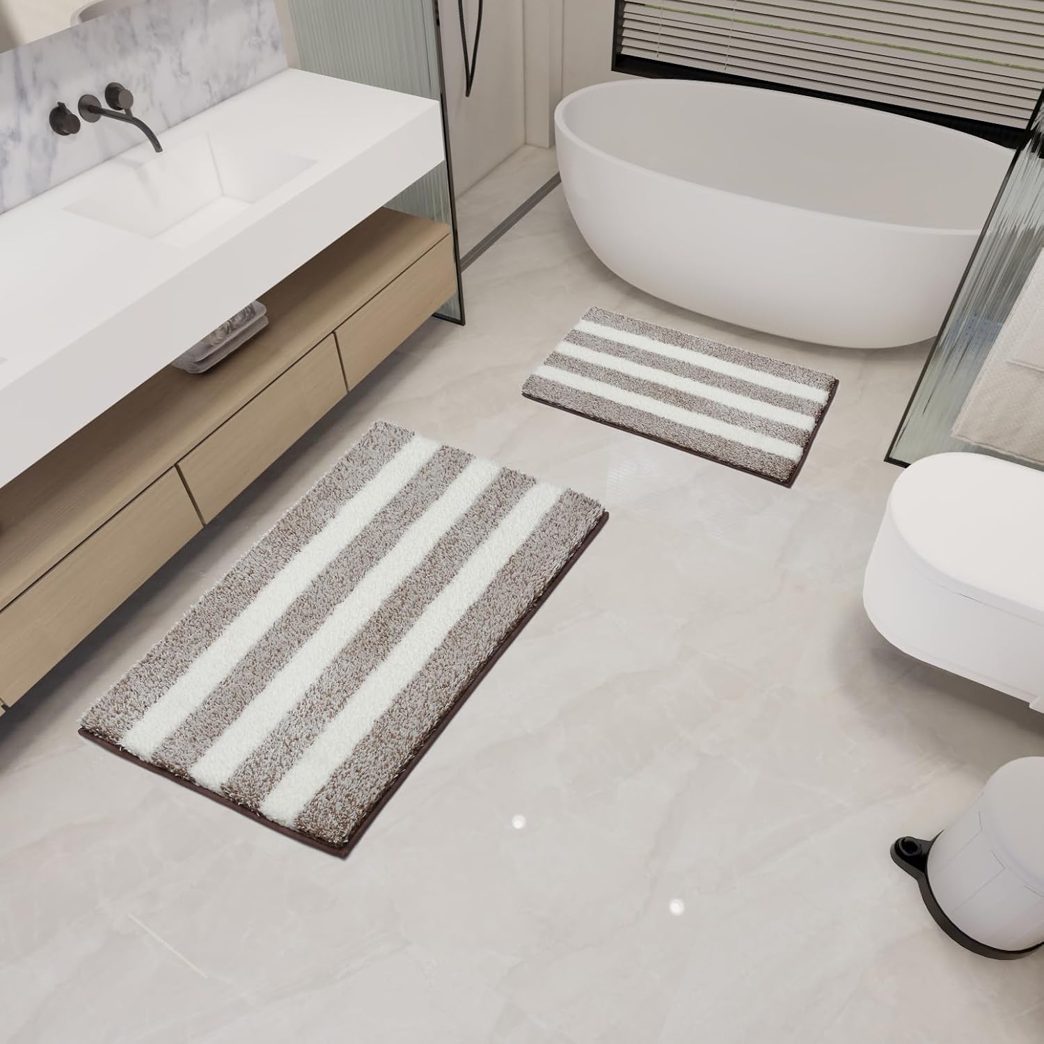WAMRLY – Alfombras de baño súper absorbentes, extra gruesas, peludas de felpa para baño, antideslizantes, lavables a máquina para baño (color