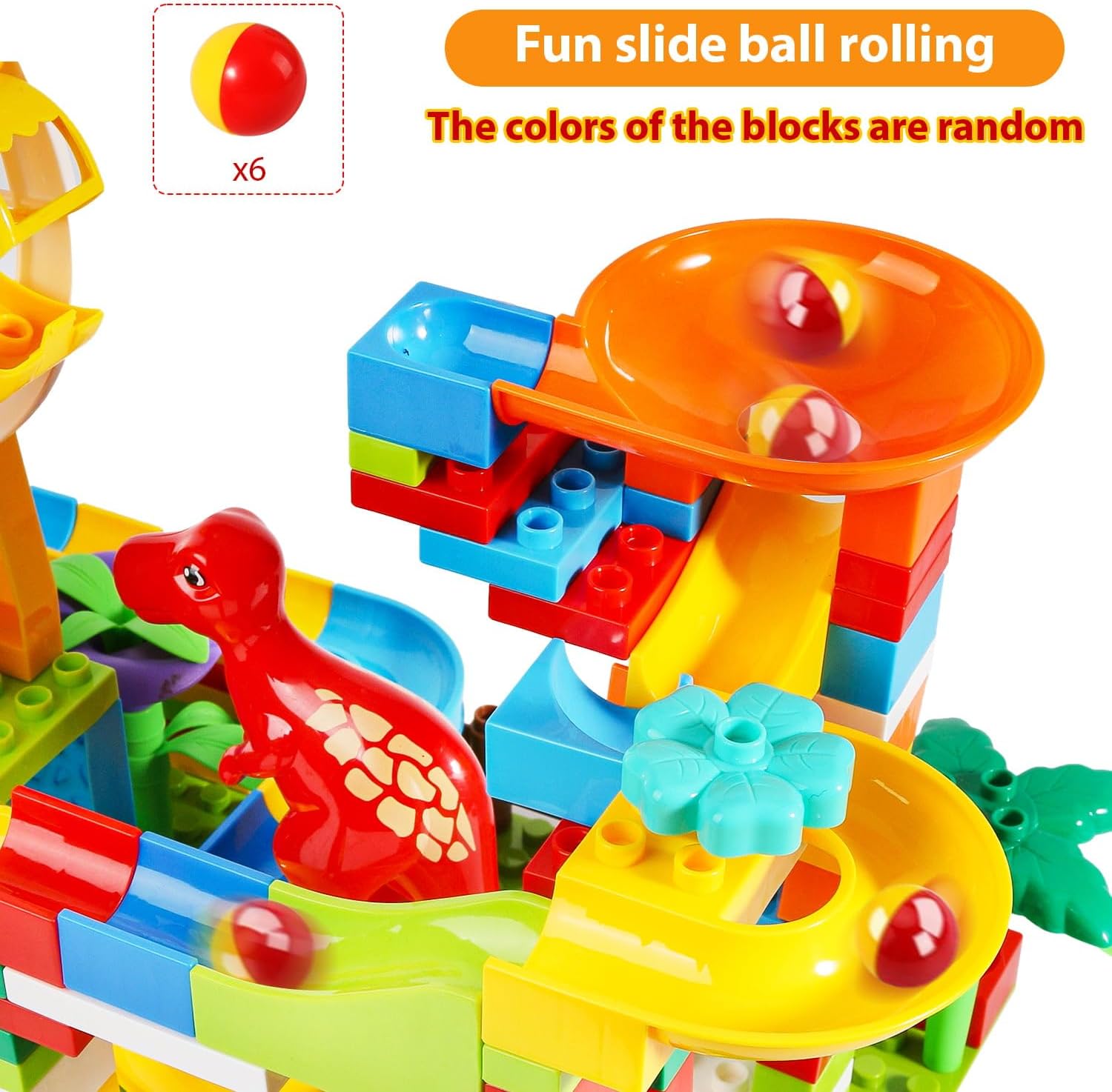Marble Run Big Building Blocks, 255 piezas, pista de carreras para niños, juguete educativo STEM para niños de 3 a 8 años, juguetes de Navidad para