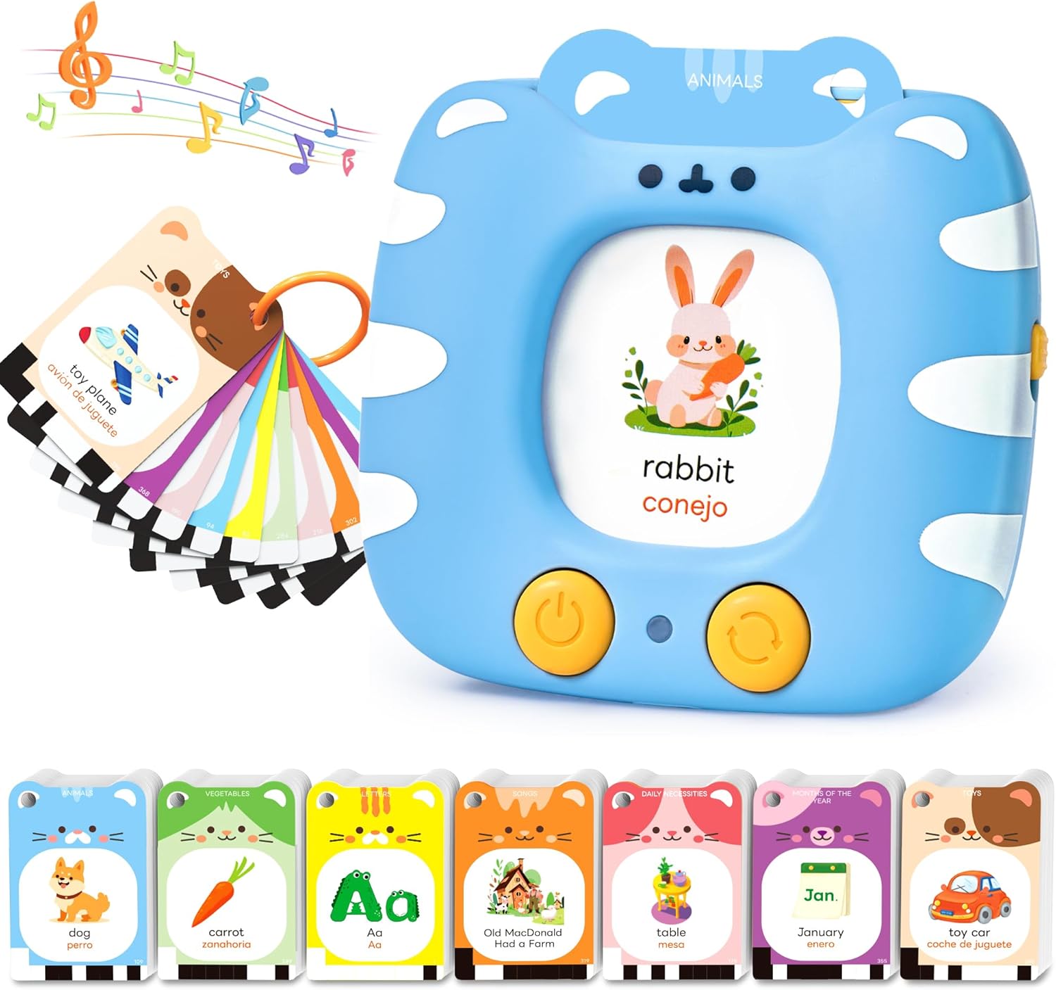 Tarjetas didácticas parlantes para niños pequeños de 1 a 5 años de voz clara y tarjetas gruesas y fáciles de deslizar dentro y fuera, juguetes
