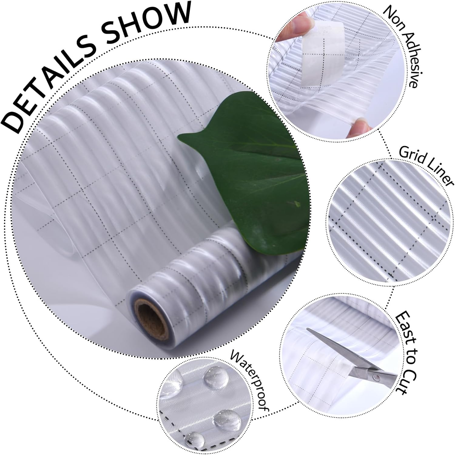 VELIMAX Película de ventana de vidrio con junco de 12 pulgada, película de privacidad para ventana, calcomanías 3D no adhesivas para baño, sala de