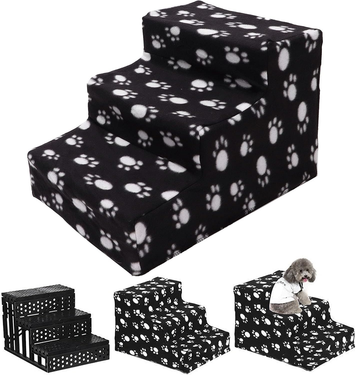 Escaleras para mascotas, escalera de escalada para mascotas, 3 niveles, portátil, antideslizante, escaleras extraíbles para perros y gatos