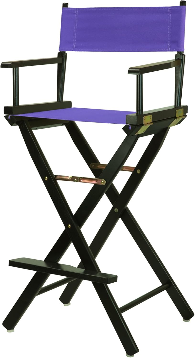 Casual Home 230-02021-41 – Silla de director de 30 in, marco negro, con lona color morado, altura de barra