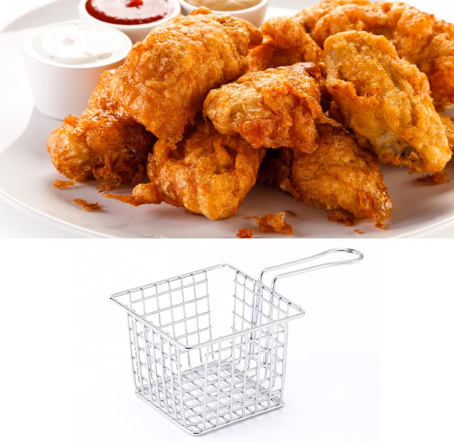 Mini cesta cuadrada para papas fritas, soporte de metal para servir papas fritas, cestas de presentación de alimentos para restaurante casero