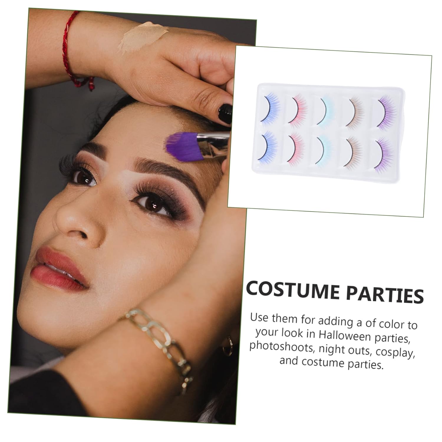 10 pares de pestañas postizas de colores, pestañas dramáticas, pestañas naturales vívidas, pestañas postizas para fiesta de Halloween, pestañas