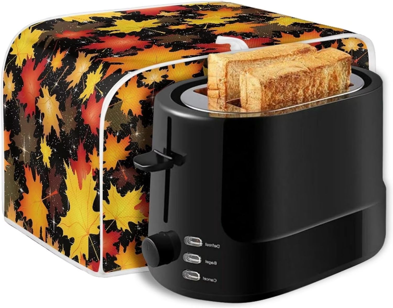 Xoenoiee Cubierta para tostadora con estampado de hojas de arce, cubierta de tostadora de 4 rebanadas, 2 rebanadas de ranura ancha, fundas para