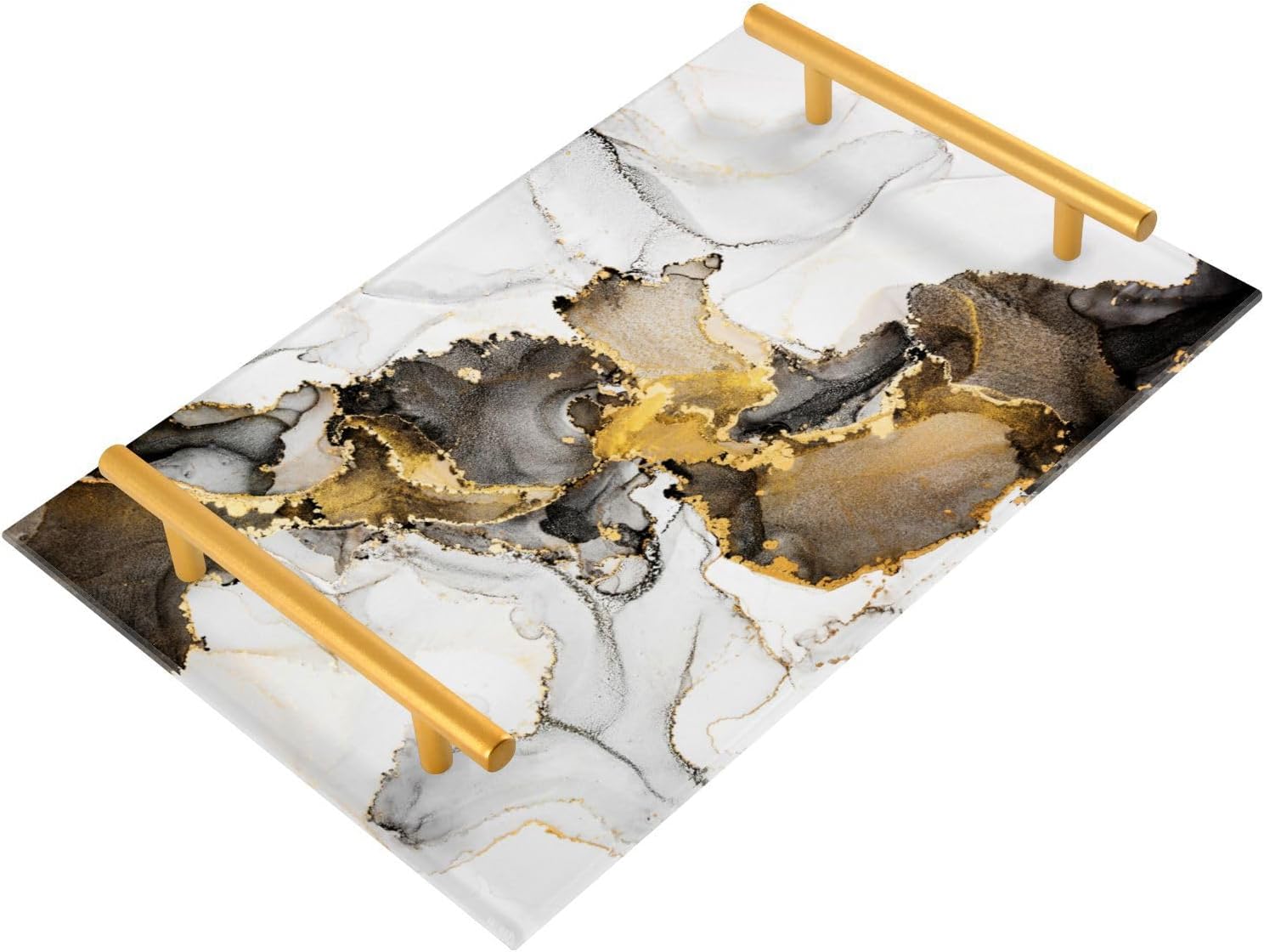 Bandeja decorativa de mármol para baño, encimera de mármol de oro blanco, bandejas de café de cocina, bandejas de café de acrílico, rectangular,