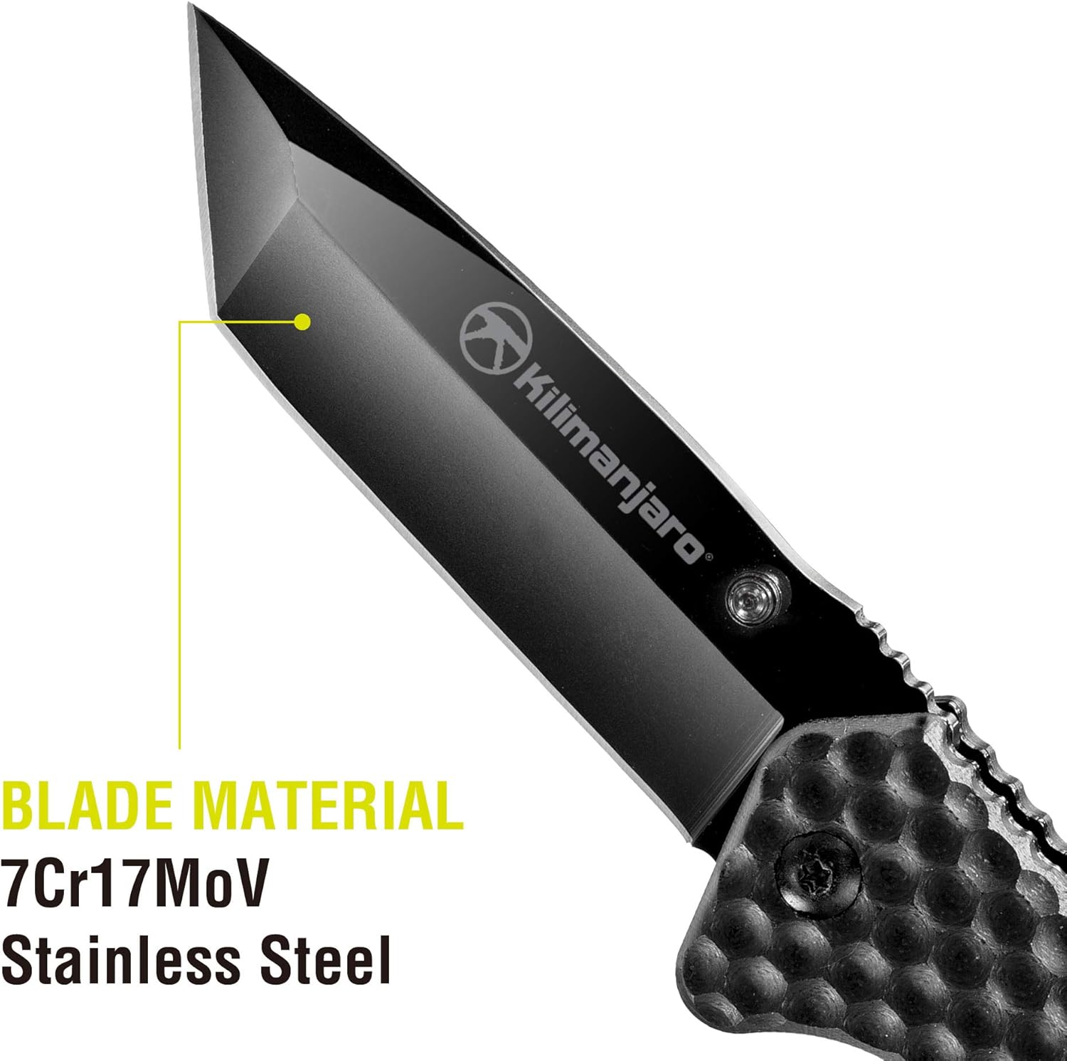 Kilimanjaro 910033 KJ910033 Hoja fija, cuchillo de caza, al aire libre, camping, cocina, talla única, acabado negro