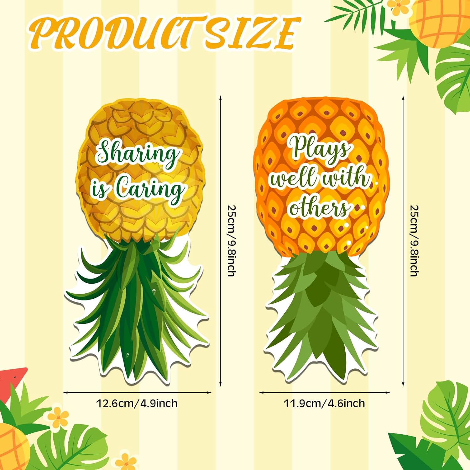 Copkim 2 imanes de piña al revés para decoración de puertas de crucero, calcomanías de piña para automóvil, nevera, carnaval, camarote,