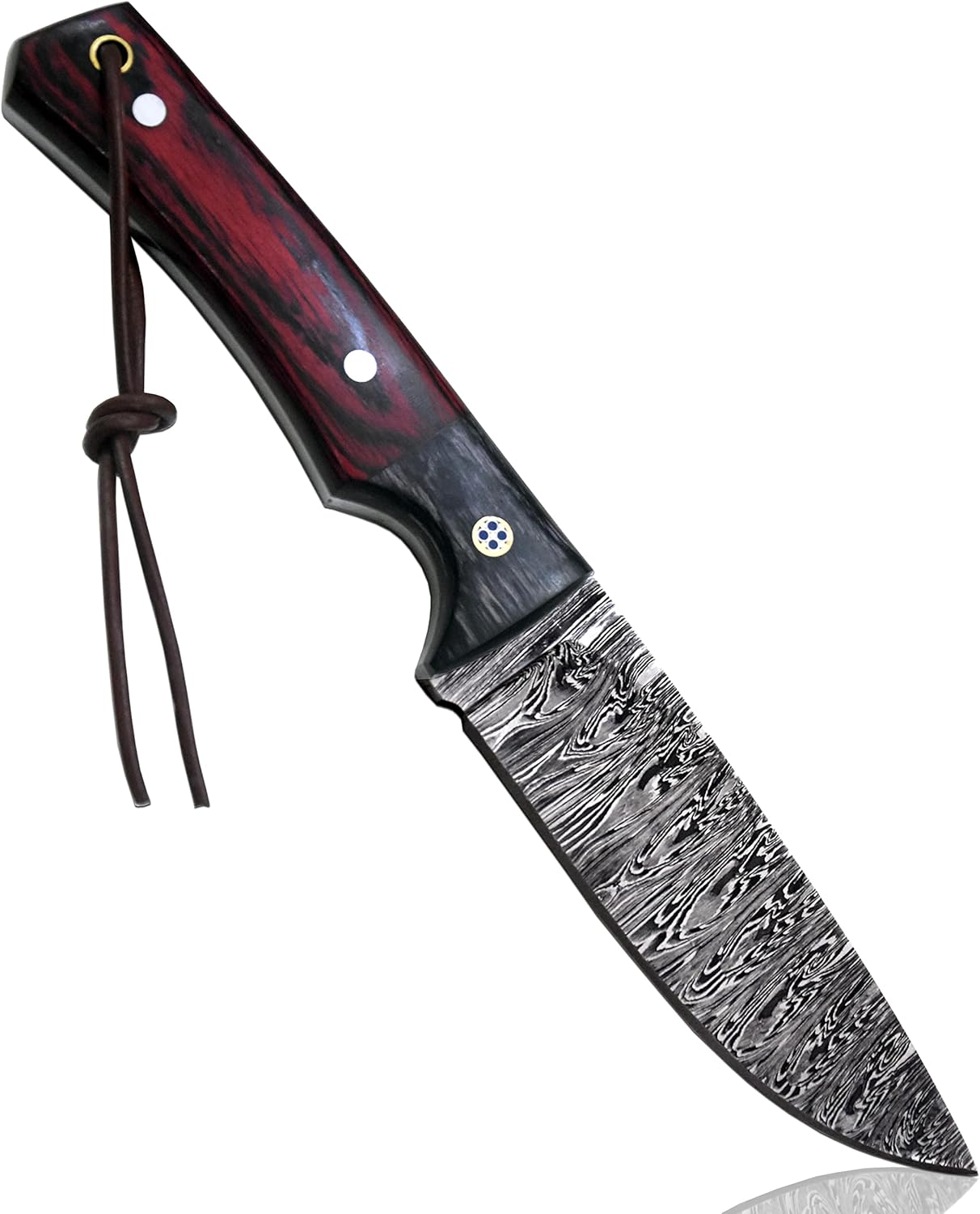 Hercules Knives Cuchillo de acero de Damasco forjado a mano de encargo Cuchillo de caza Cuchillo de caza Español Mango de madera Español Funda de