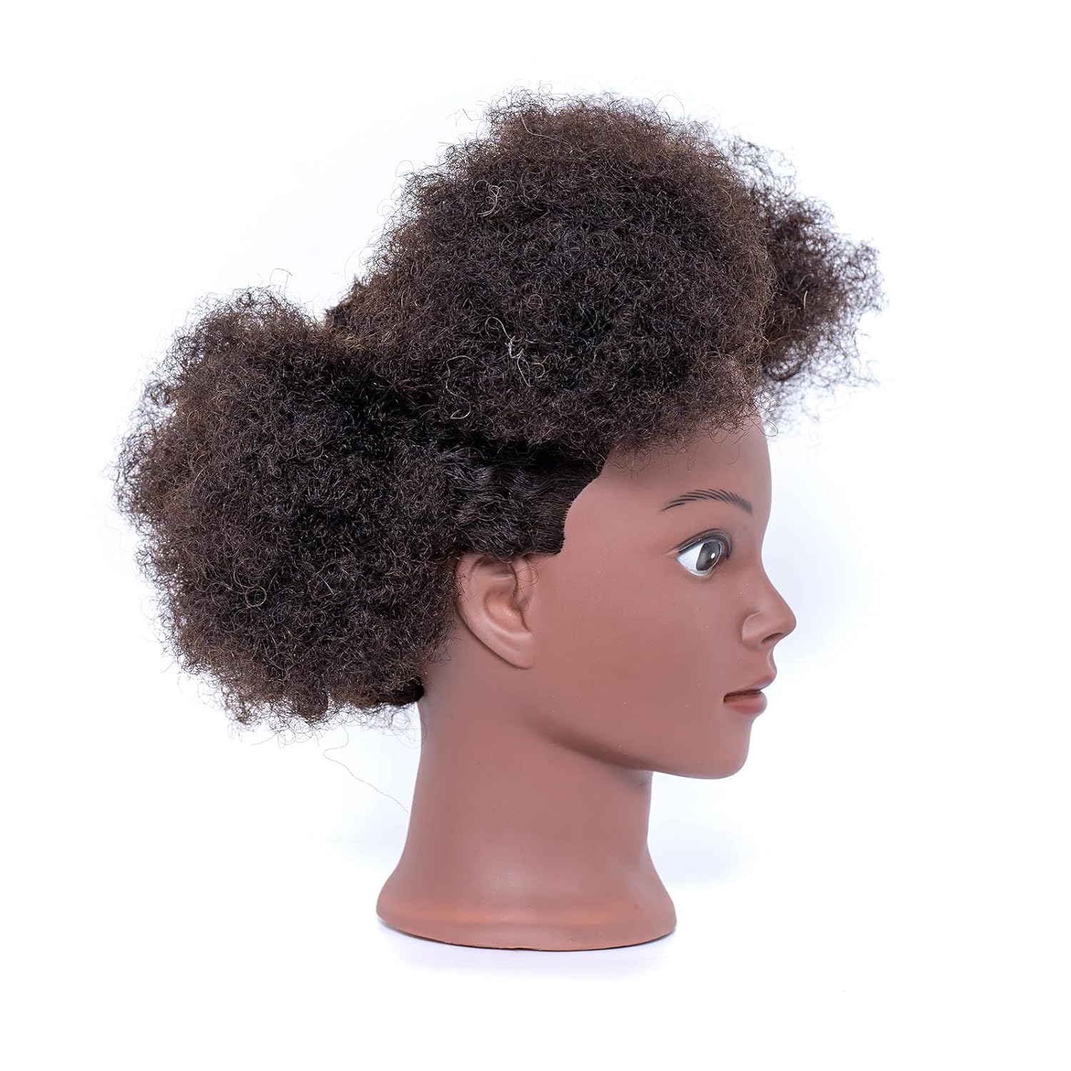 Cabeza de maniquí afro 100% pelo real, cabeza de entrenamiento para peinar cabeza trenzada, cabeza de muñeca para practicar trenzas y trenzas