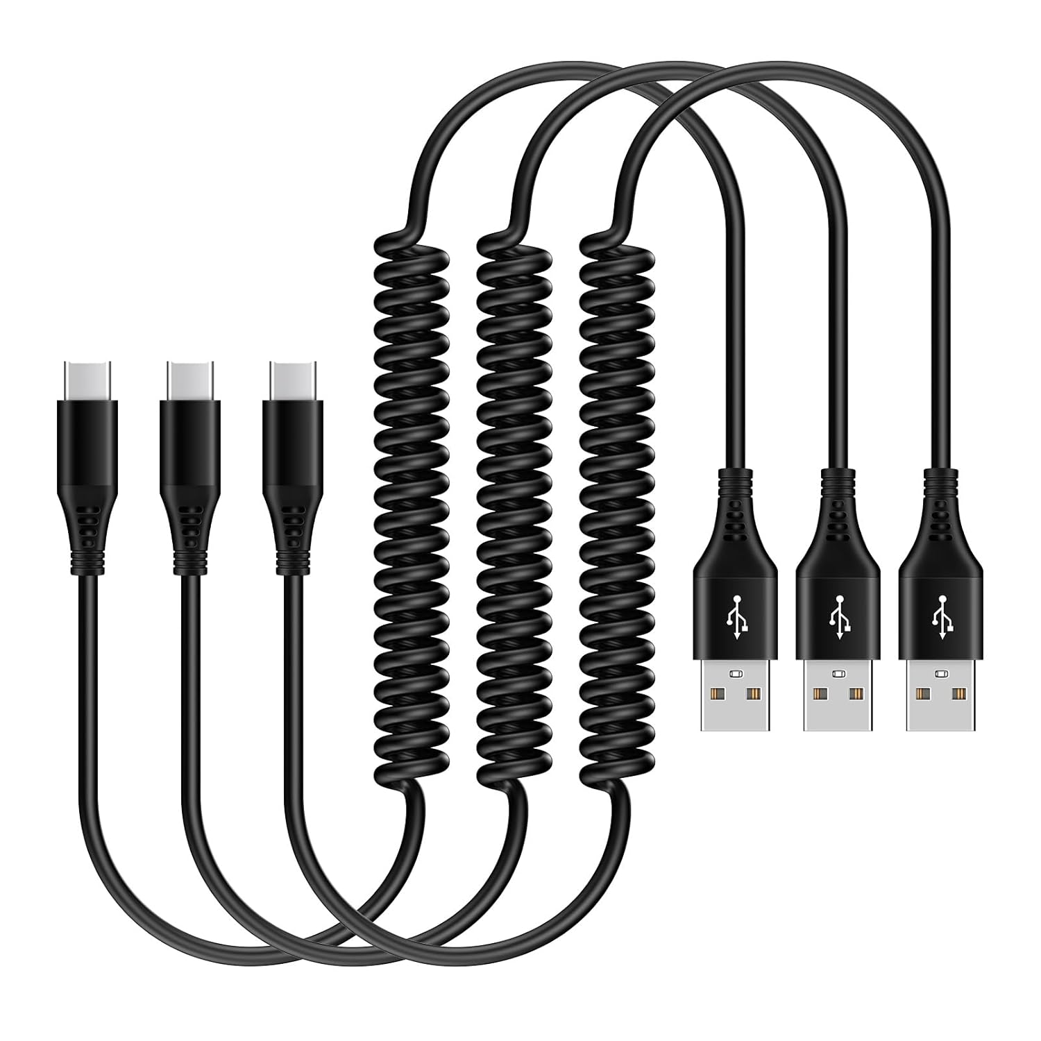 Cable retráctil de carga rápida automática tipo C de 3 pies para iPhone 15 Pro 15 Ultra15 Plus, Samsung Galaxy A54 5G A14 A13 S23 Z Fold5 A03S,