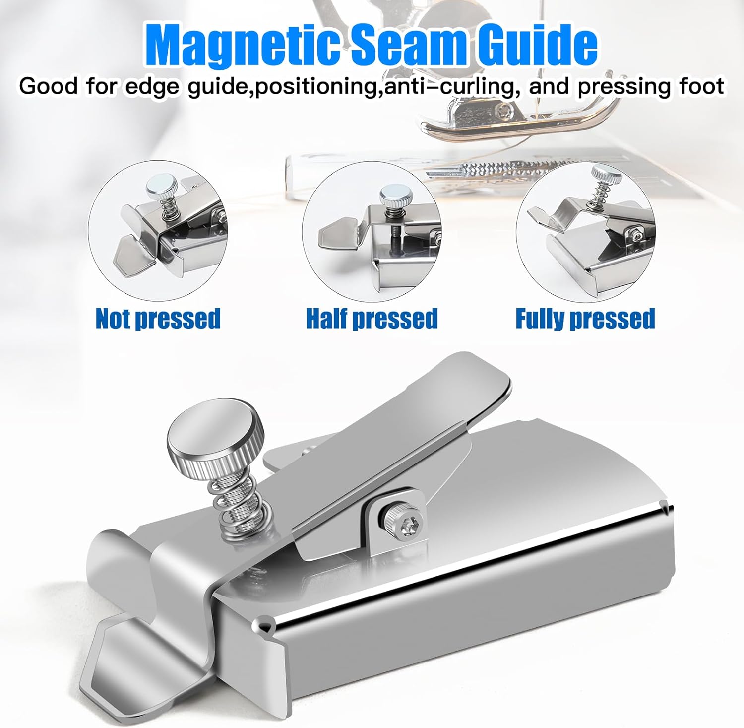 TOOVREN Guía de costura magnética mejorada para máquina de coser, guía de costura magnética Buddy Sew, guía universal de costura, guía de hemmer,