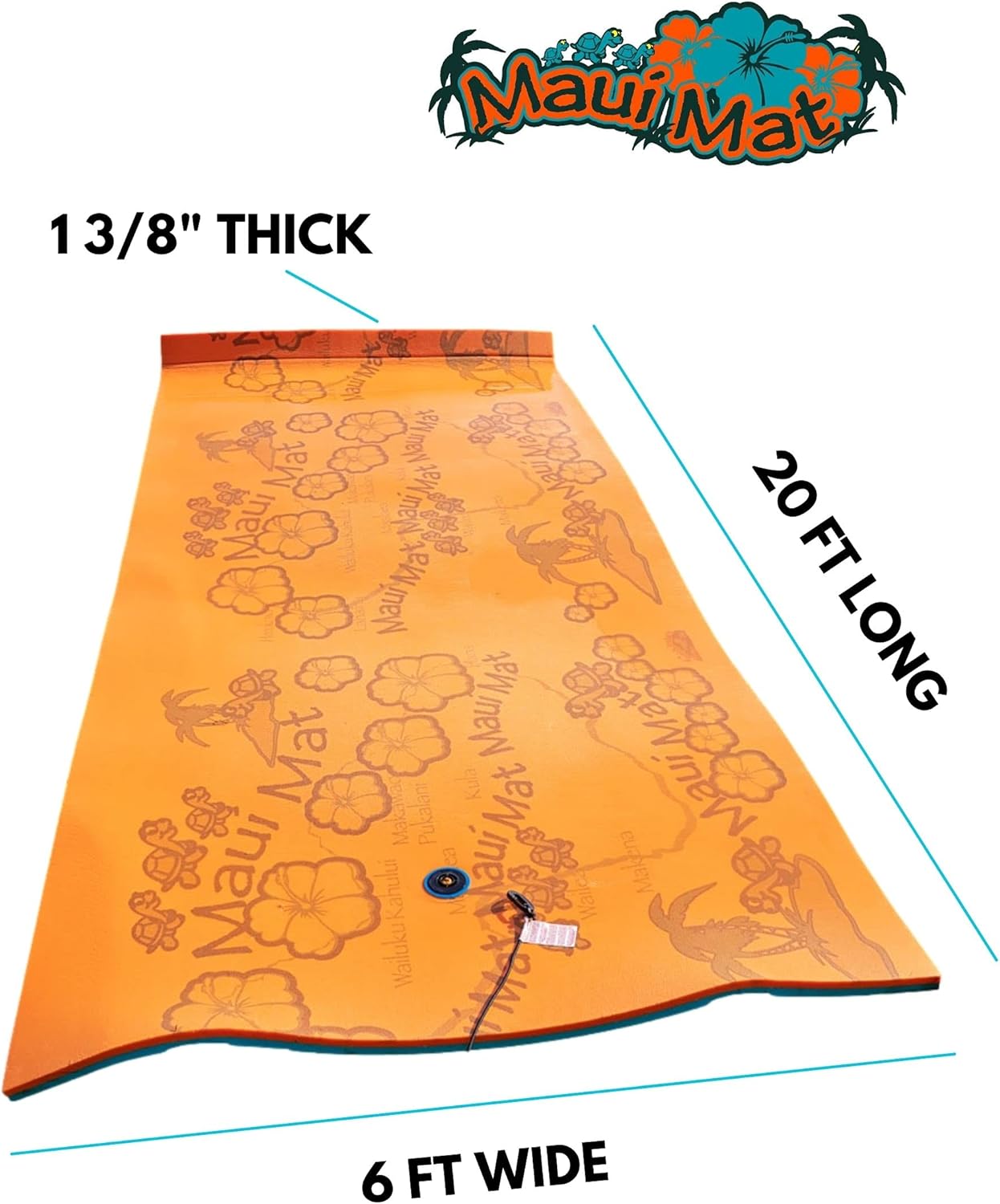Almohadilla de agua flotante (6 x 20 pies) patentada de 2 capas FlexCore verdenaranja de espuma, flota 1,650 libras o 11 adultos, MM20, fabricada en