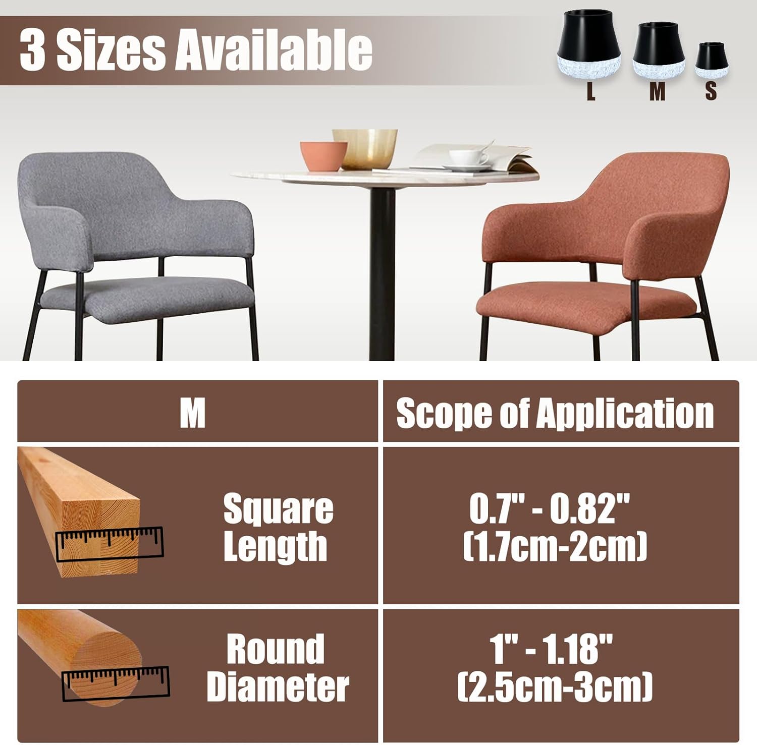 24 protectores de suelo para patas de silla, protectores de patas de silla de mesa para suelos de madera dura, tapa para patas de silla con