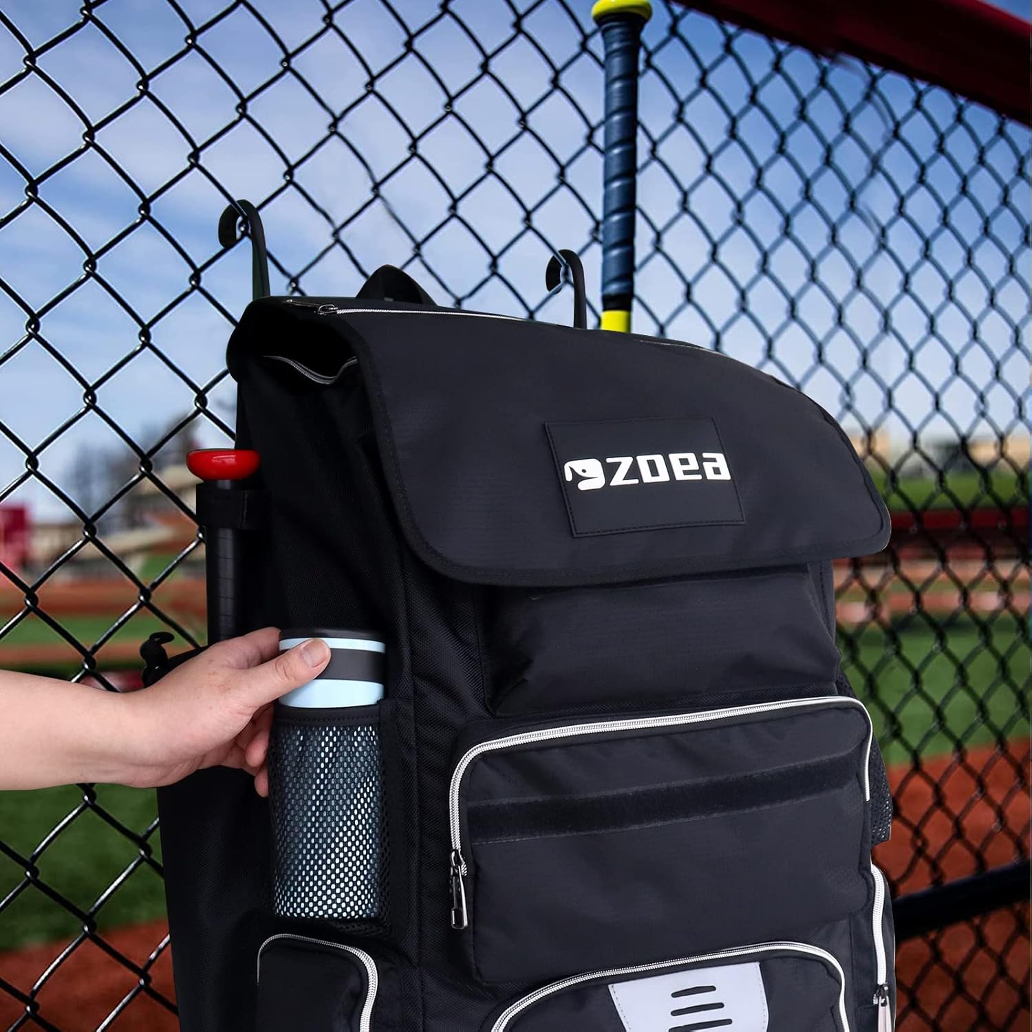 ZOEA Paquete de bates expandible súper grande, mochila de bolsa de bate de béisbol, equipo de T-Ball y softbol y equipo para adultos, gran capacidad