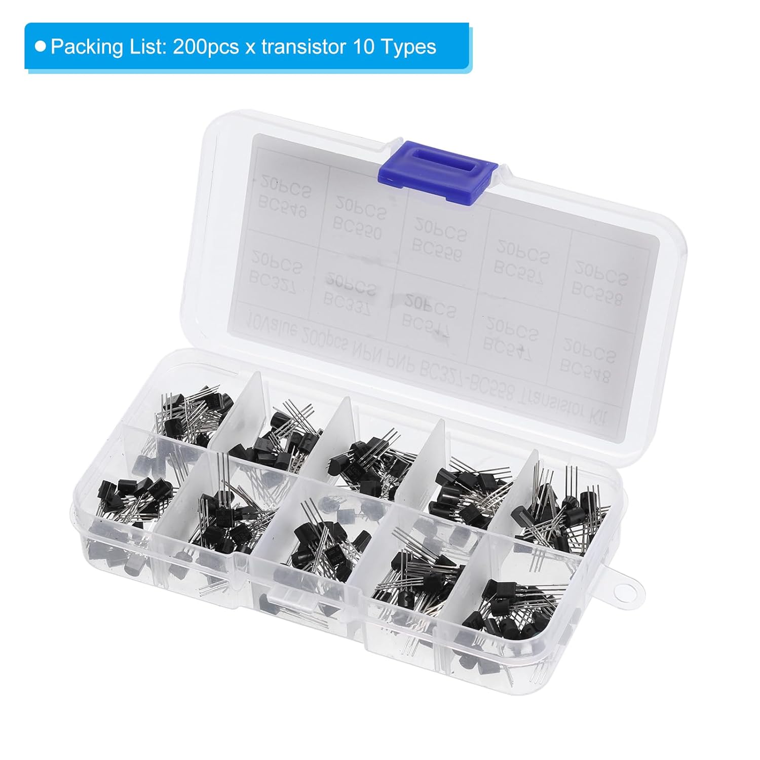 PATIKIL PNP NPN Power Transistor Surtido Kit, 200pcs 10 Tipos Componente Electrónico para Aplicaciones de Conmutación de Uso General